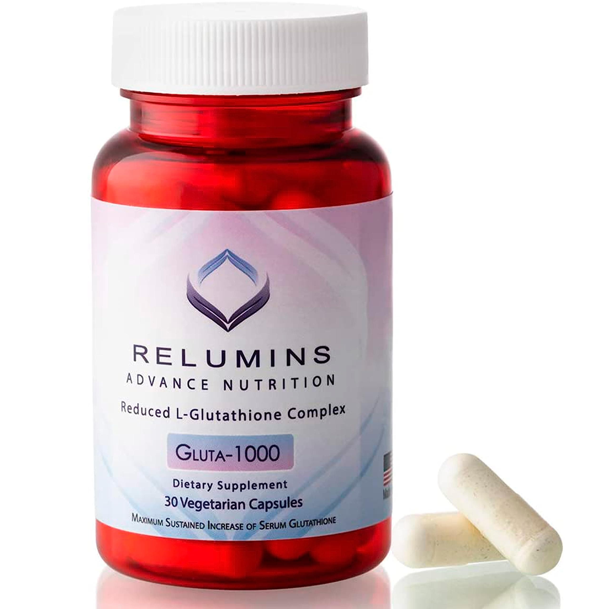 Relumins L-Glutathione Supplement Complex - Spring Glow Essentials - World’s Most Advanced Reduced Glutathione 1000mg with Alpha Lipoic Acid for Smoother & Brighter Skin, Made in USA - 30 Caps