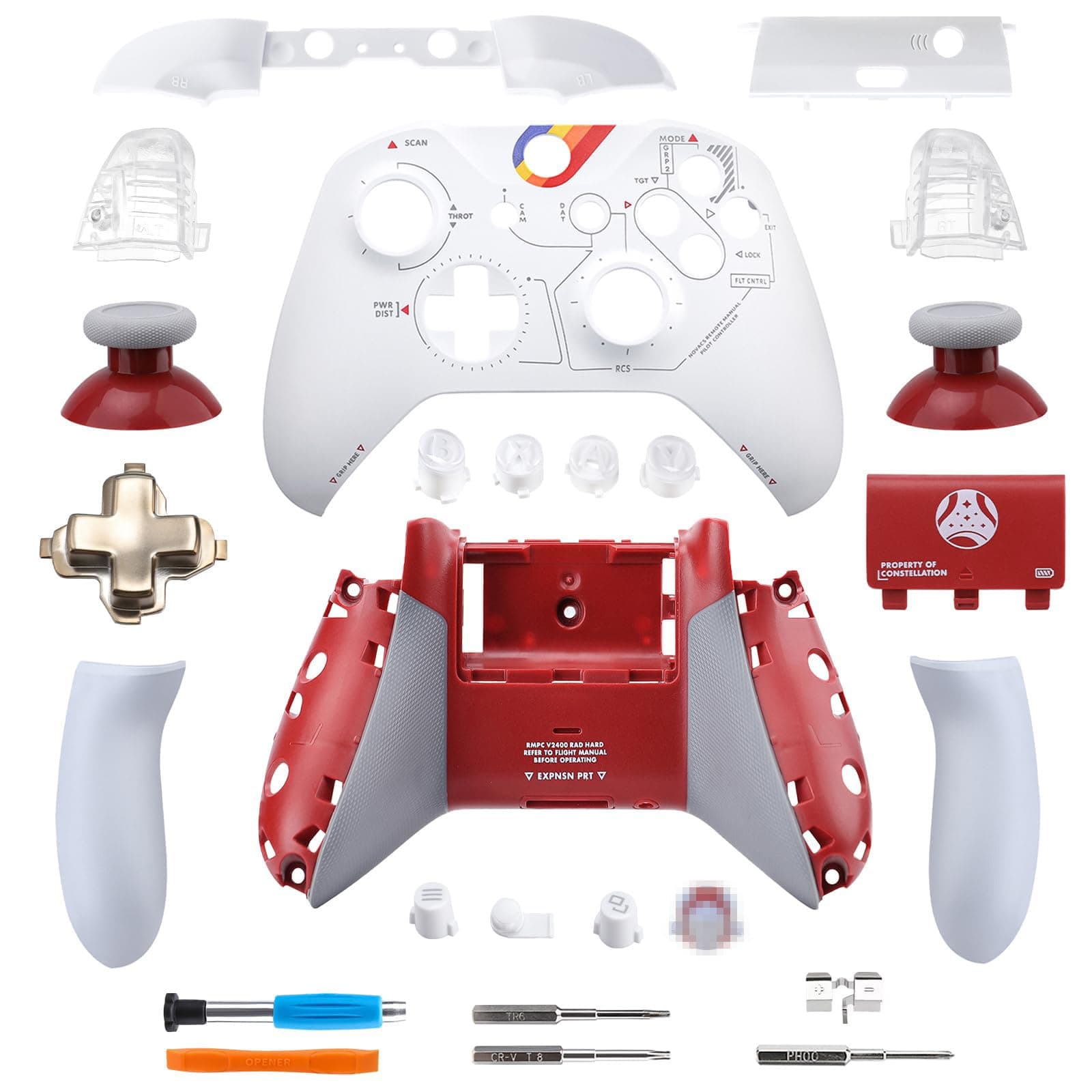 VANPARK Customized Replacement Housing Shell Set(Starfield Limited Edition), Full Set Front Case Cover Backplate Only Compatible with Xbox One S/X Controller(Model 1708)(Controller is NOT Included)