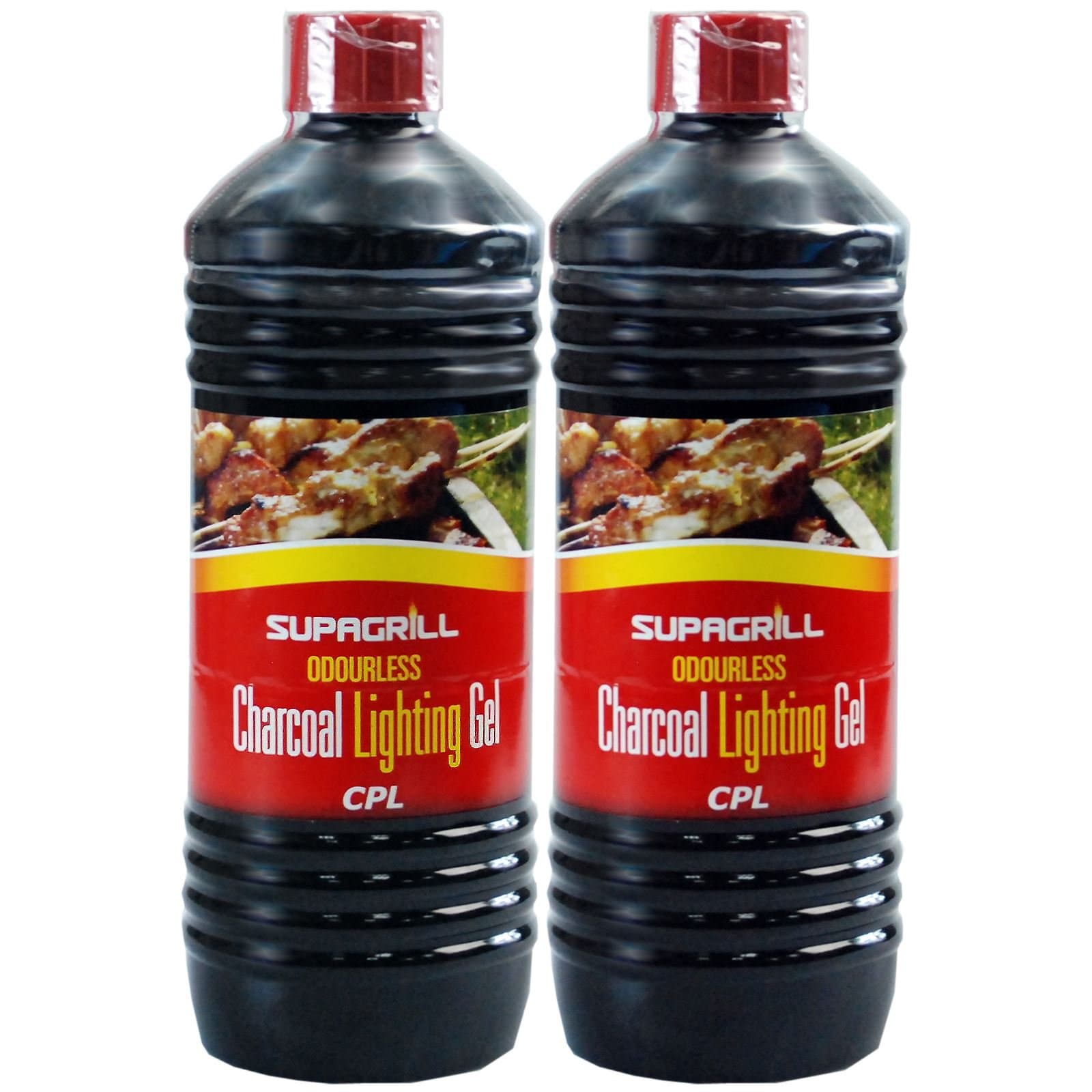 (2 Pack) 2 X Supagrill BBQ Lighter GEL Barbecue Lighting Odourless GEL Fuel 2 x 1 Litre Bottles SAFER THAN CONVENTIONAL FLUIDS