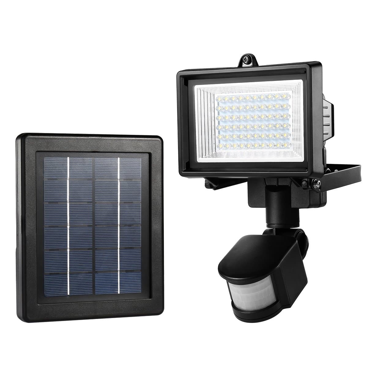 SEMK DT-27345 Motion Sensor, Waterproof, High Output 60 LED, Security Outdoor Solar Flood Lights, Daylight White-Solor Powered