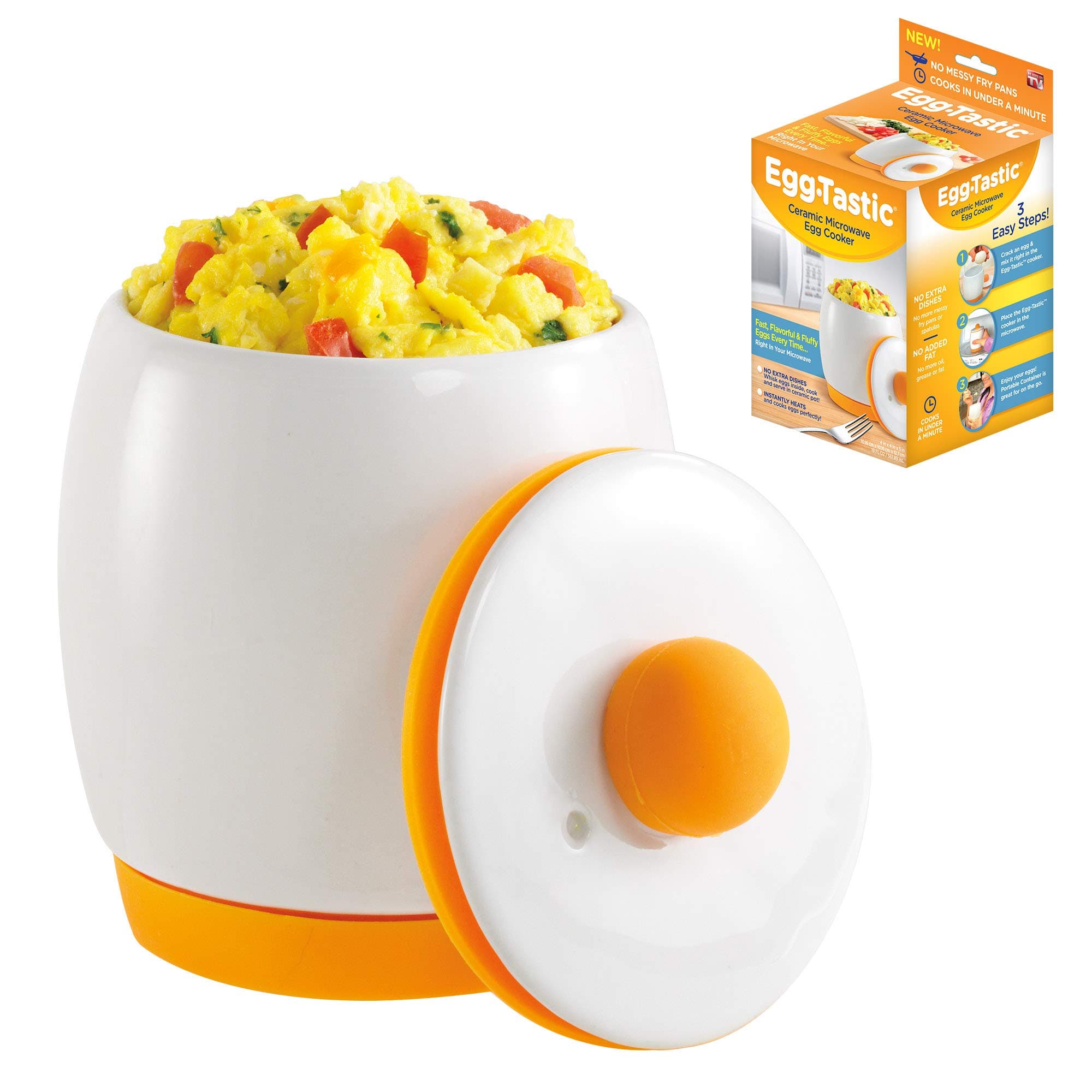 Egg-Tastic Ceramic Microwave Egg Cooker and Poacher for Fast, Fluffy, Flavorful Eggs