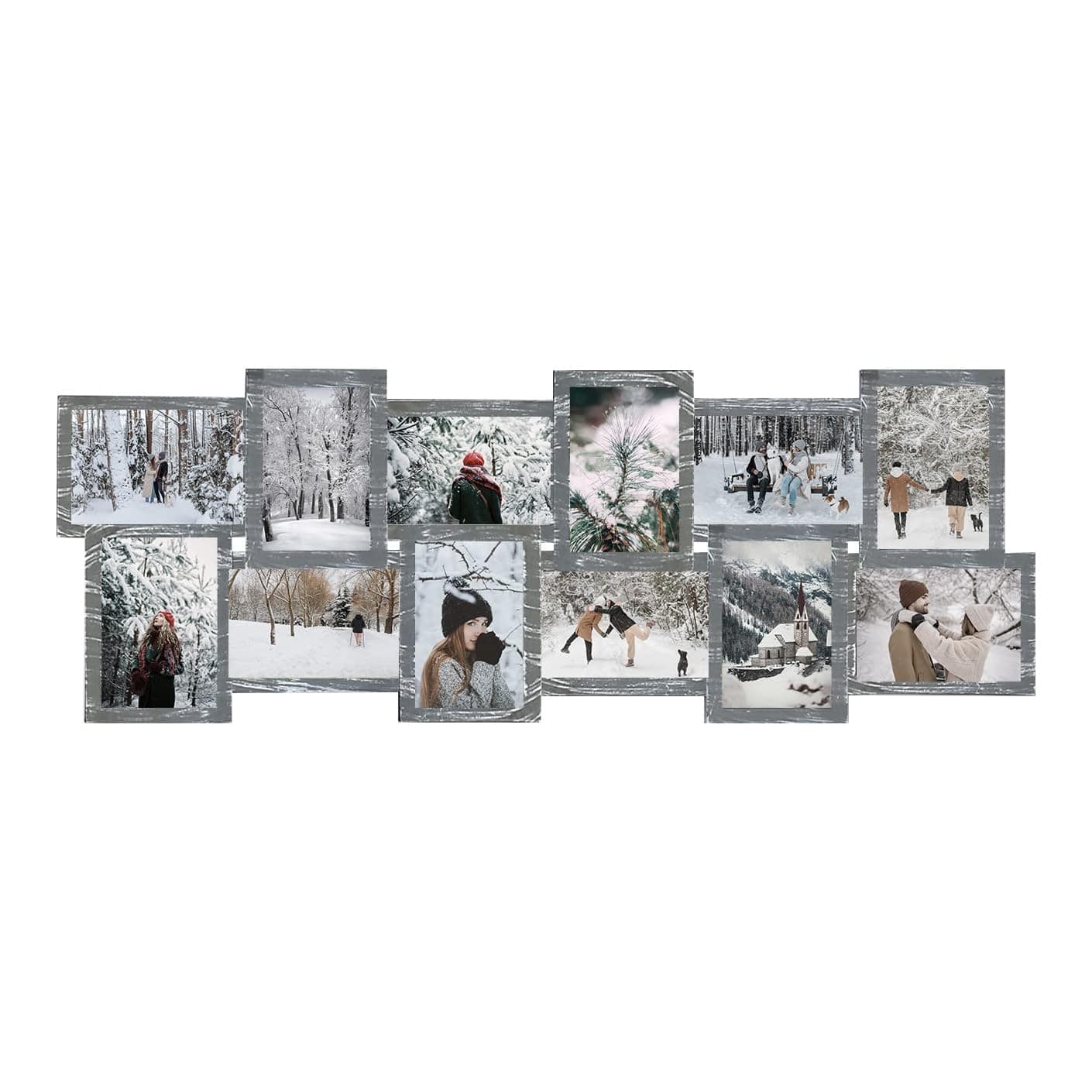 J.M.Deco 12 Opening Collage Picture Frames for Wall Decor, 4x6 Photo Frame Set for Home Decoration/Gallery, Christmas Gifts, Requires Assembly, Ashes Grey