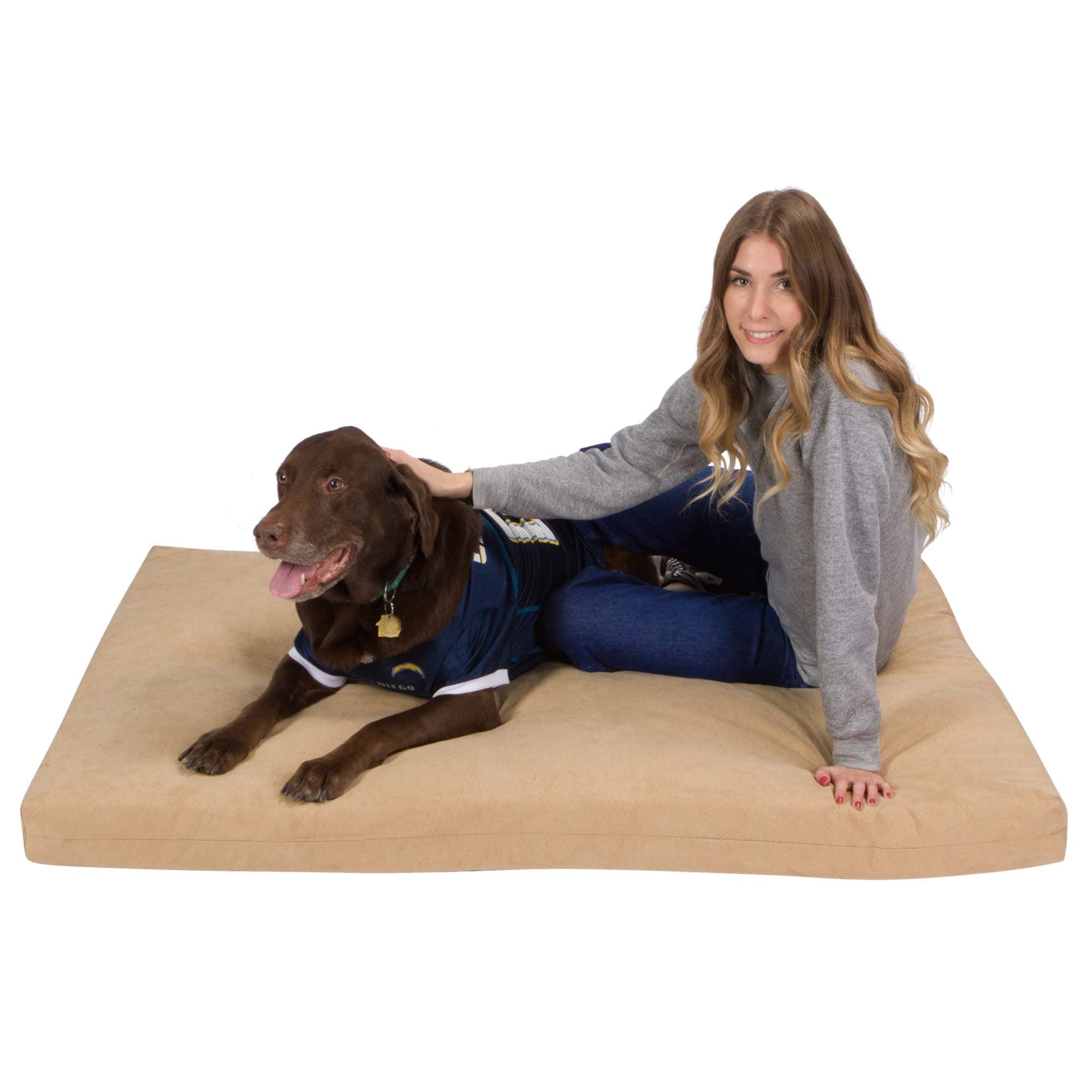 Pet Support Systems Orthopedic Dog Bed - Gel Memory Foam Pet Bed, Luxury Washable Dog Bed for Sleeping and Support (Removable Cover, X-Large Khaki/Tan Dog Bed)