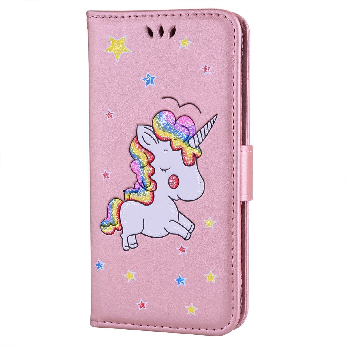 CXTcase Huawei P20 Lite Case, Premium PU Leather Folio Flip Stand Cover with Card Holder Magnetic Glitter Phone Case for Huawei P20 Lite/Huawei Nova 3e Embossed Unicorn Pink