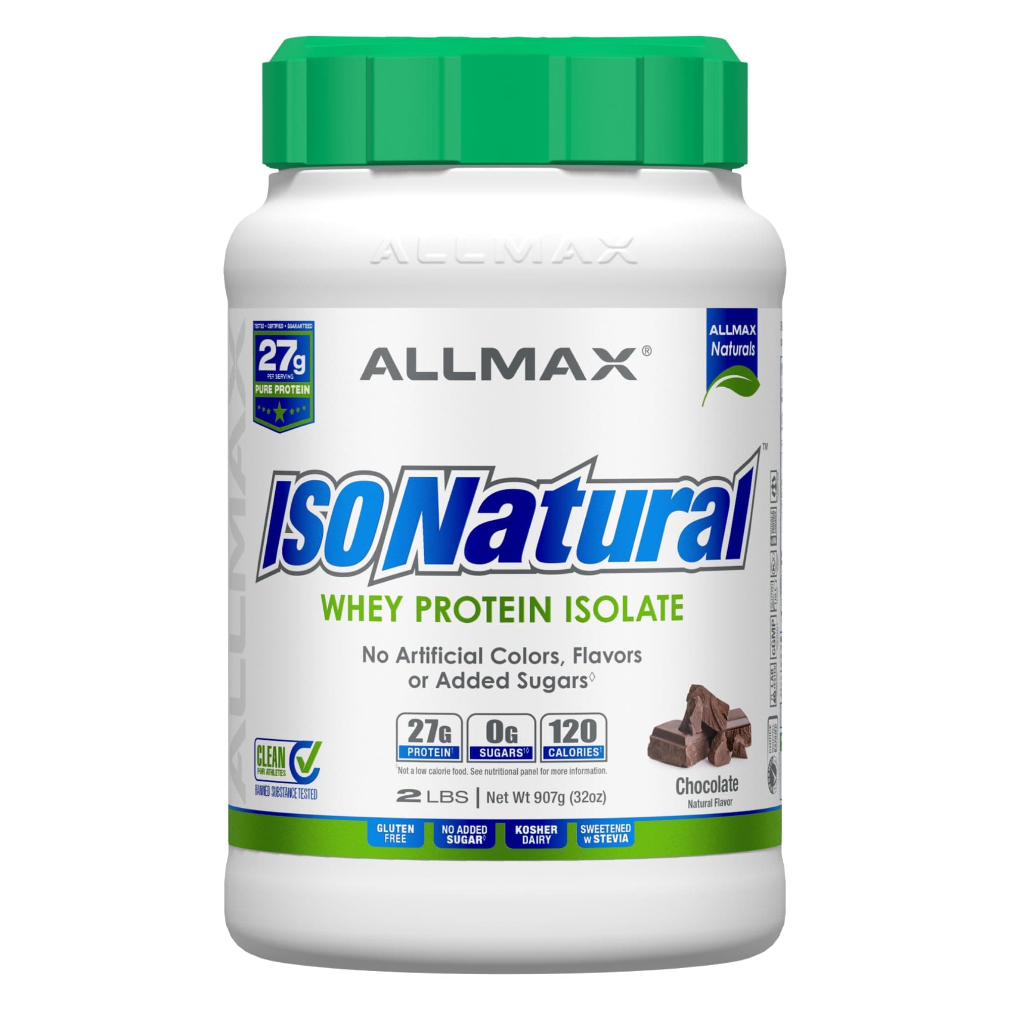 ALLMAX Nutrition, IsoNatural Pure Whey Protein Isolate, Chocolate, 2 lbs (907 g)