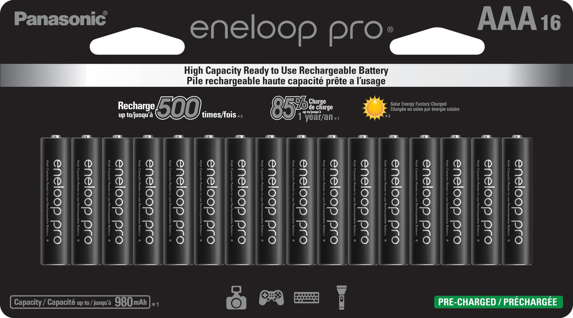 Panasonic BK-4HCCA16FA pro AAA High Capacity Ni-MH Pre-Charged Rechargeable Batteries, 16-Battery Pack
