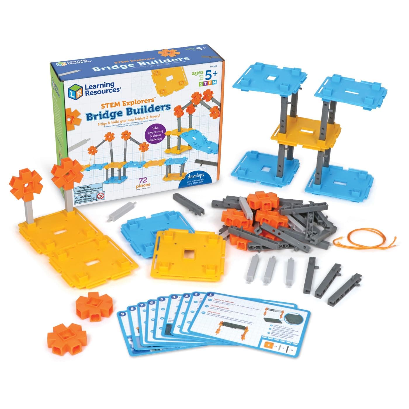 Learning Resources STEM Explorers Bridge Builders,72 Pieces,Ages 5+, STEM Toys, STEM Building Toys,STEM Kits,Kids Stem Projects, Build It Yourself Toys