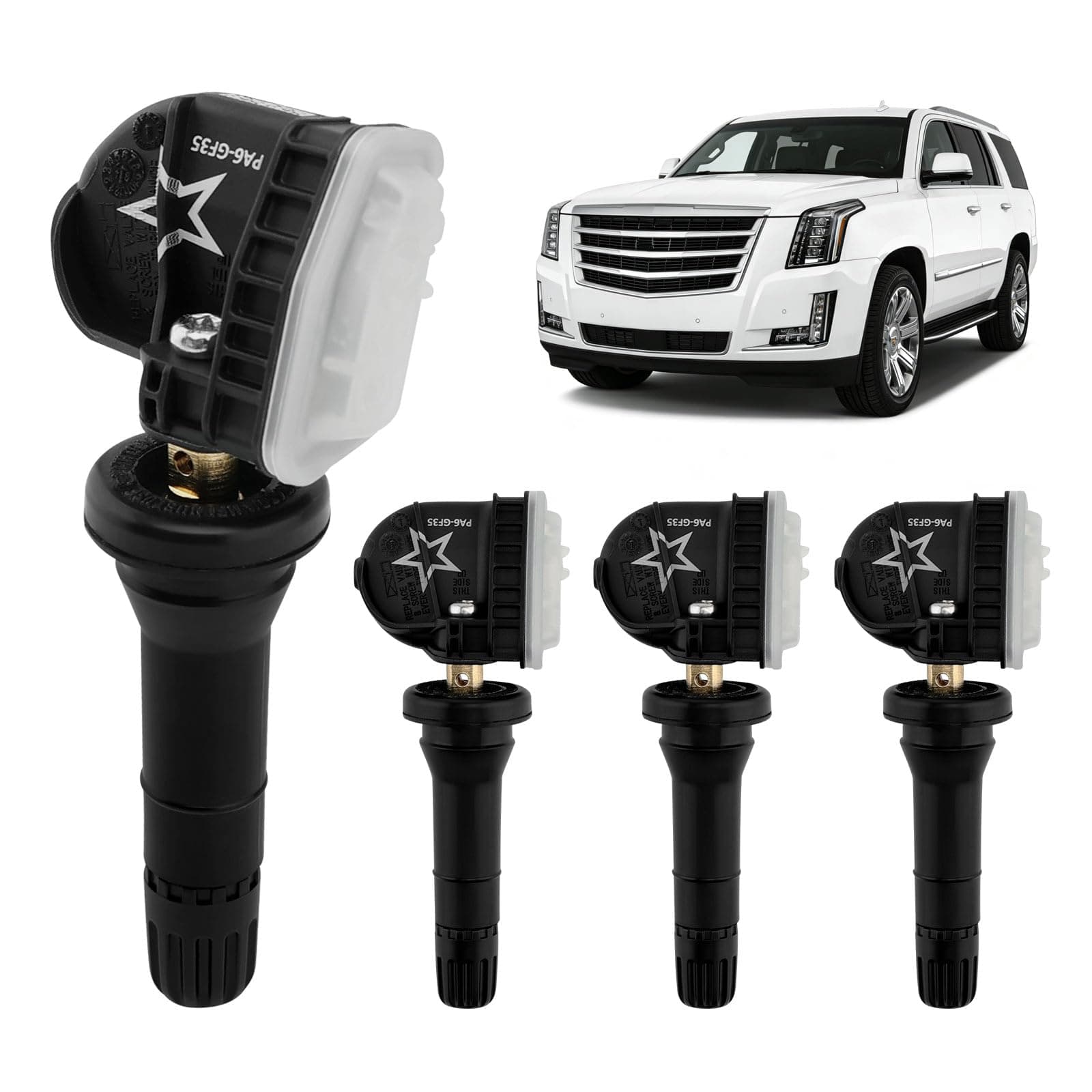 Tire Pressure Sensor TPMS, Compatible with Cadillac Escalade/Silverado/Express, Chevy Suburban/Tahoe, GMC Yukon, Buick Lacrosse & More, Replaces# 13598771 13598772 (4PCS)