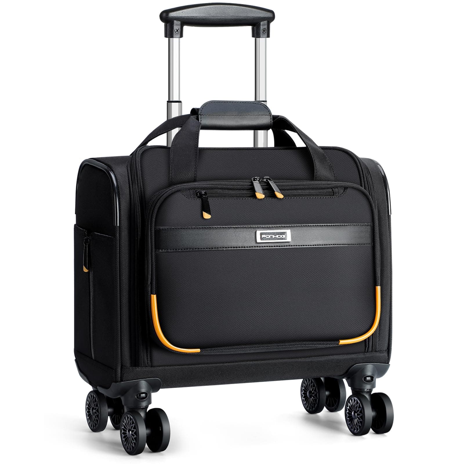 Rolling Laptop Bag with 4 Detachable Spinner Wheels - Rolling Briefcase 13 Inch 1680D Nylon Water Resistant Trolley Bag on wheels,wheeled Computer Bag for Men and Women Work Travel,Black
