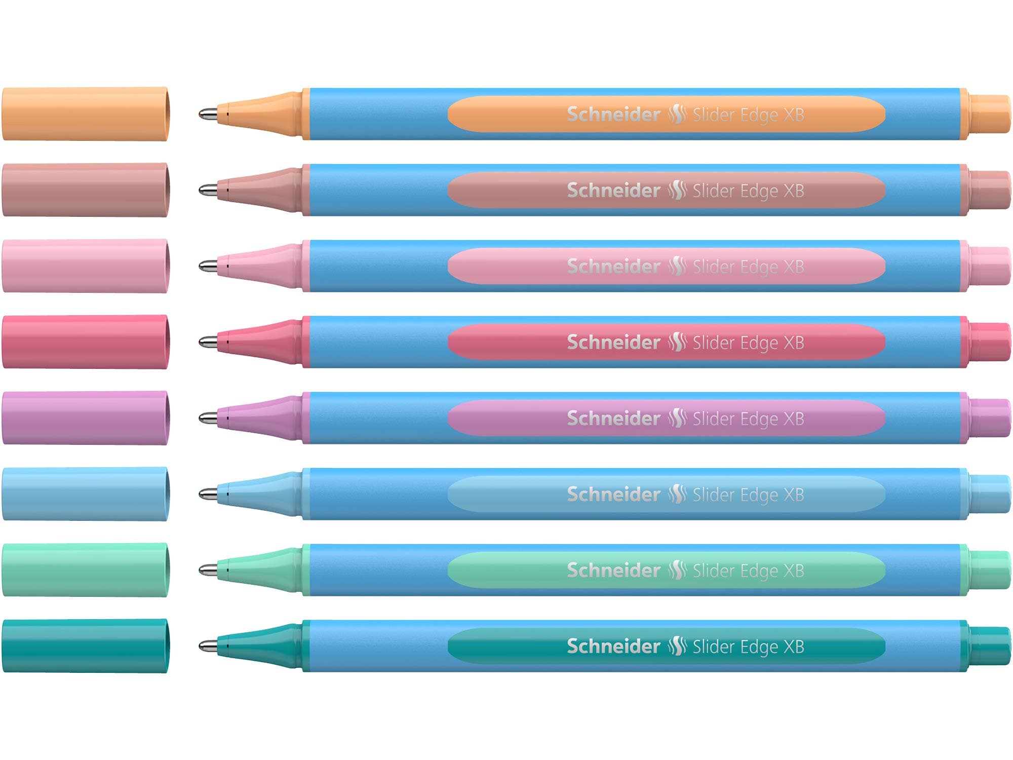 Slider Edge Pastel XB Ballpoint Pen, Triangular Pen with XB (extra broad) Line Width 8 Stück pastel