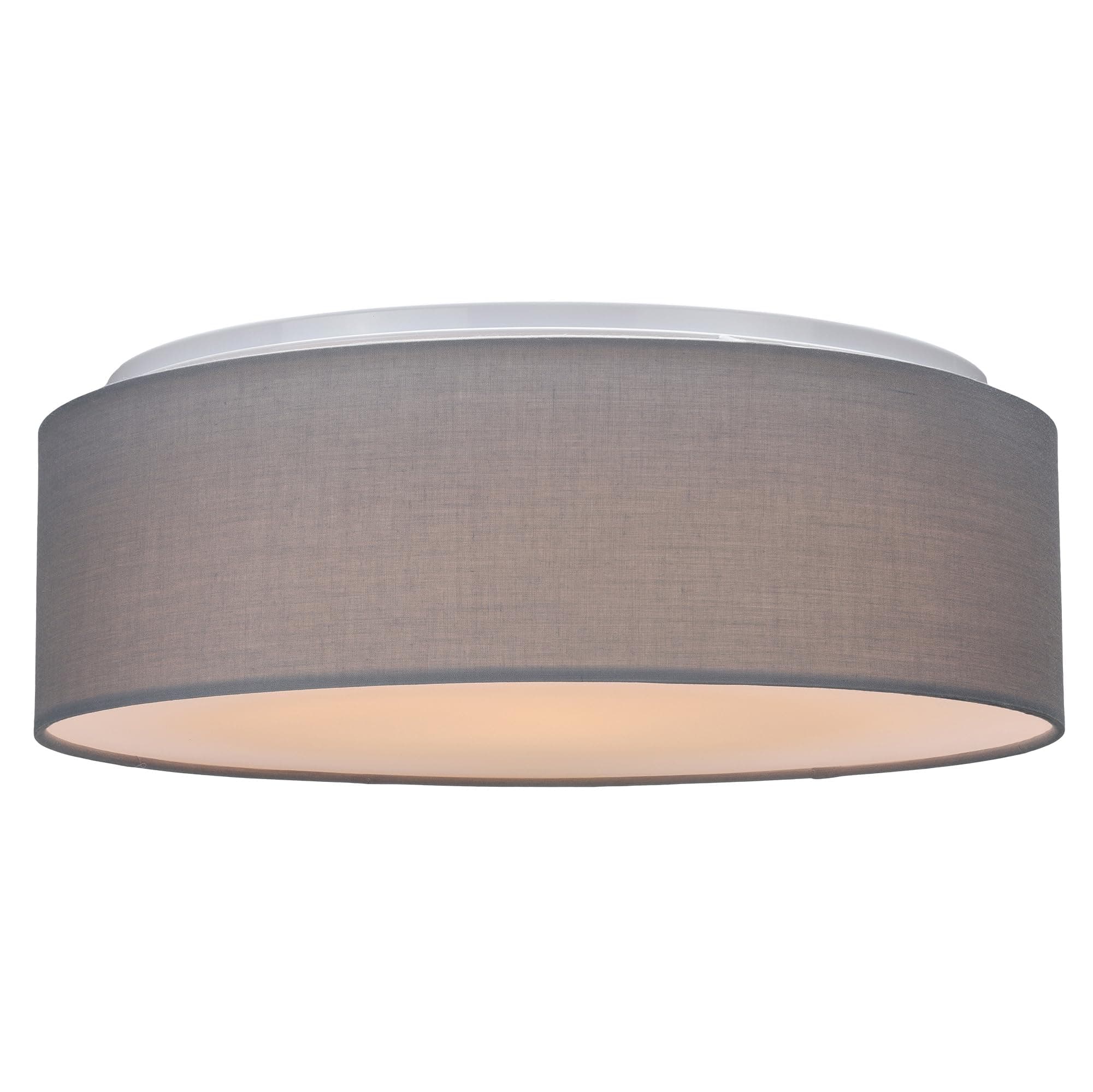 Navaris Flush Mount Ceiling Light - 15.75" Diameter Drum Lamp Shade 22w LED Fixture for Bedroom, Living Room, Kitchen, Hallway Lighting - Light Gray