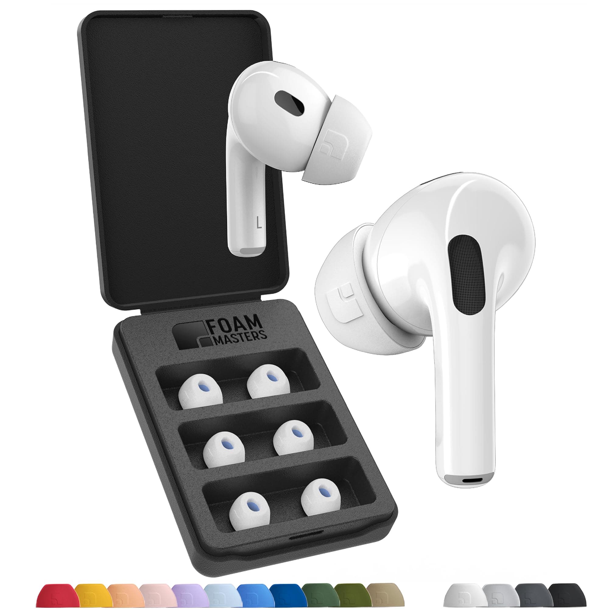 AutoLine Pro Foam Masters Memory Foam Ear Tips for AirPods 1st & 2nd Gen | 3 Pairs | New Version 4.0 - | Comfortable | Secure | Better Noise Cancellation | Replacement Buds (Assorted S/M/L, White)