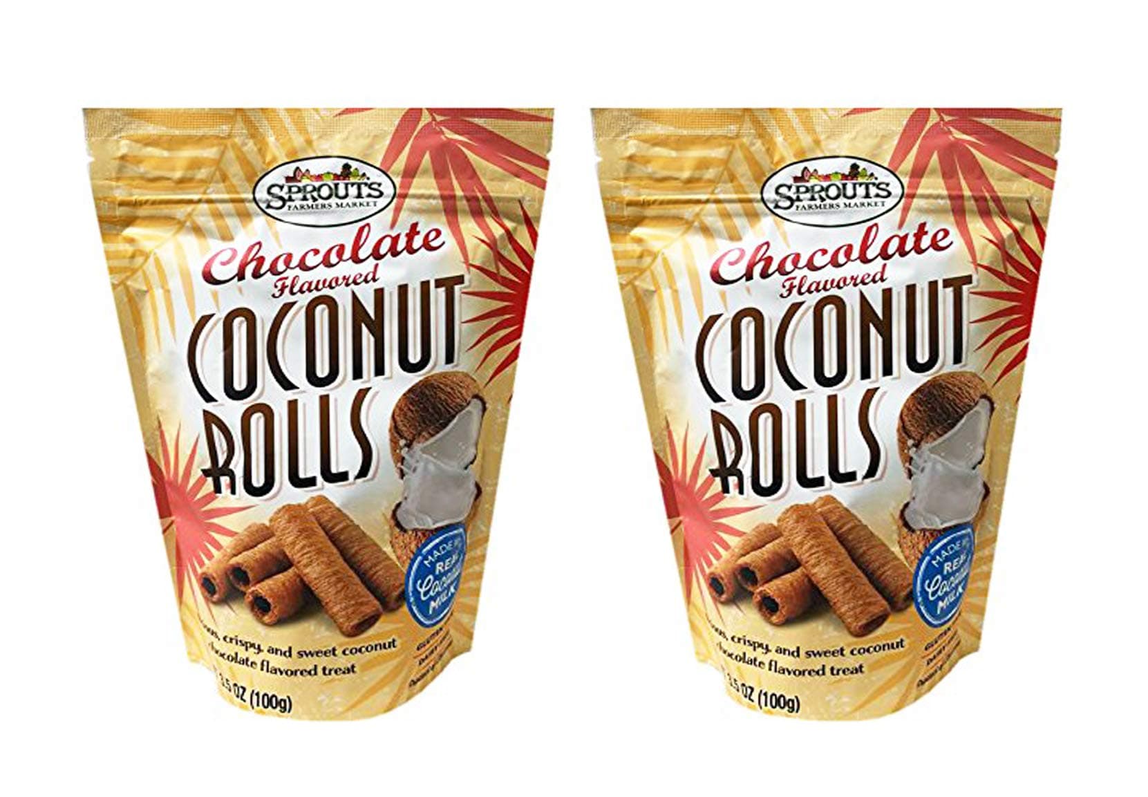 Sprouts Crispy Sweet Coconut Rolls 3.5oz, 2 Pack (Chocolate)