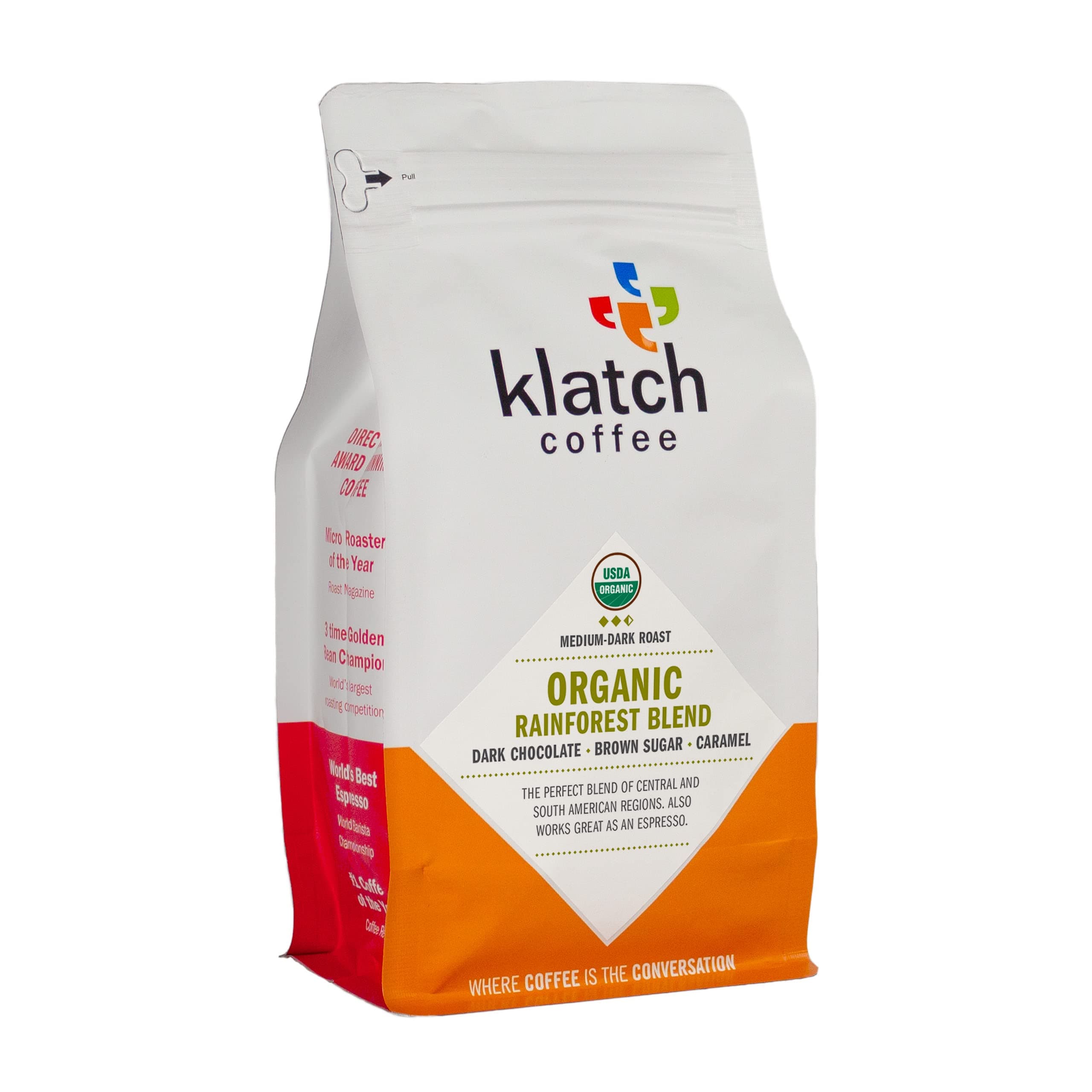 Klatch Coffee Organic Rainforest Blend Medium-Dark Roast, 310 Grams, Whole Bean