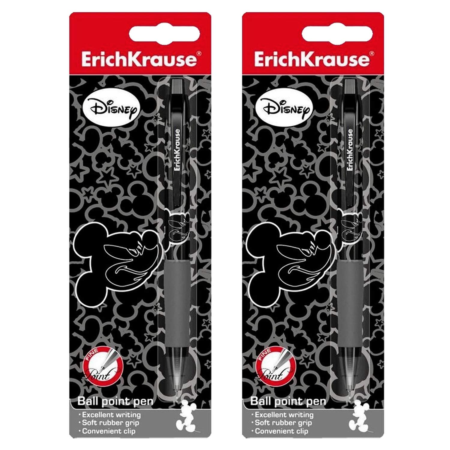 2 x Erich Krause Disney Mickey Automatic Ball Point Pen - Blue Ink Pens - 0.7mm Point - Refillable (Refills Not Supplied) - Great Value Multi Buy Sets - Ideal for School, Home & Office Use.