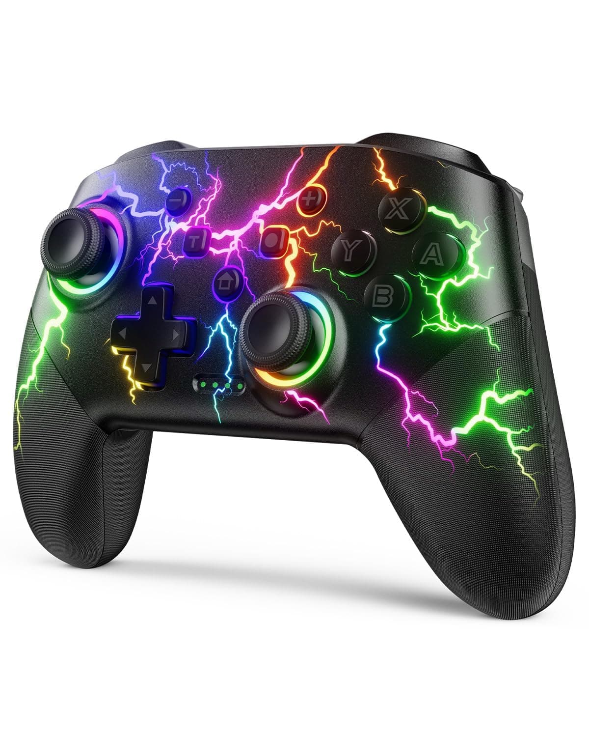 VOYEE Switch Controllers Compatible with Switch/Lite/OLED/PC Windows, 1000mAh Programmable RGB Lightning LED, Wireless Pro Controller with One Key Pairing/Wake Up/Turbo/Vibration