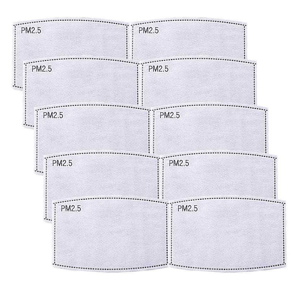 PM2.5 Activated Carbon Filter Replaceable 5 Layers Protective Filters Insert for Cotton Face Mask (10 Pieces)
