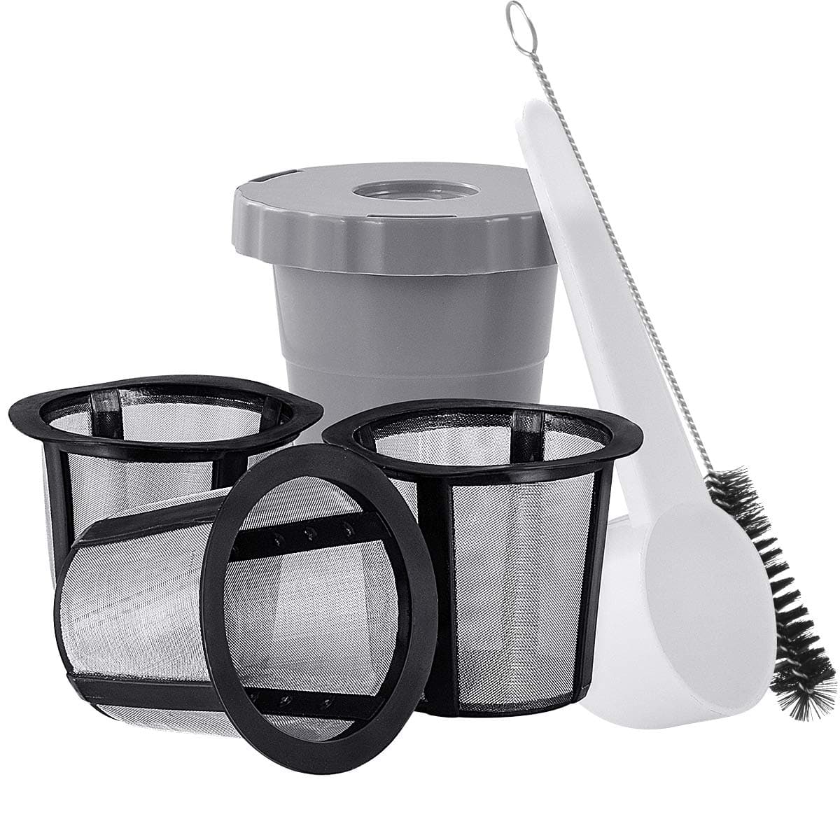 Xcellent Global Reusable Coffee Filter Set for My K-cup style, Filter Housing + 3 extra filters, Fits B30 B40 B50 B60 B70 Series, Gray M-HG068