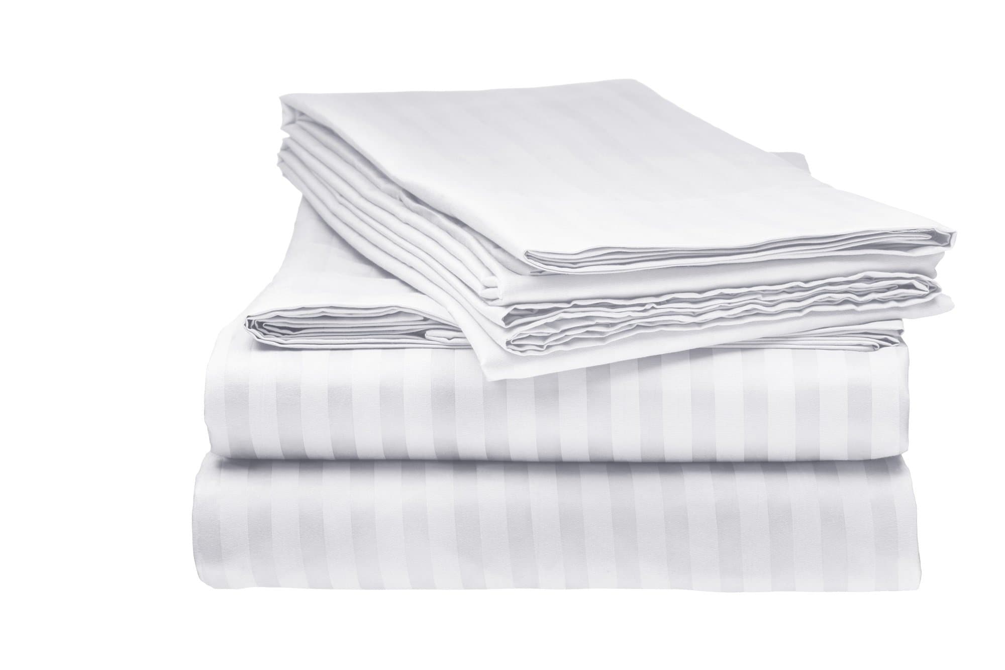 1500 Thread Count STRIPED 4PC QUEEN Sheet Set, WHITE
