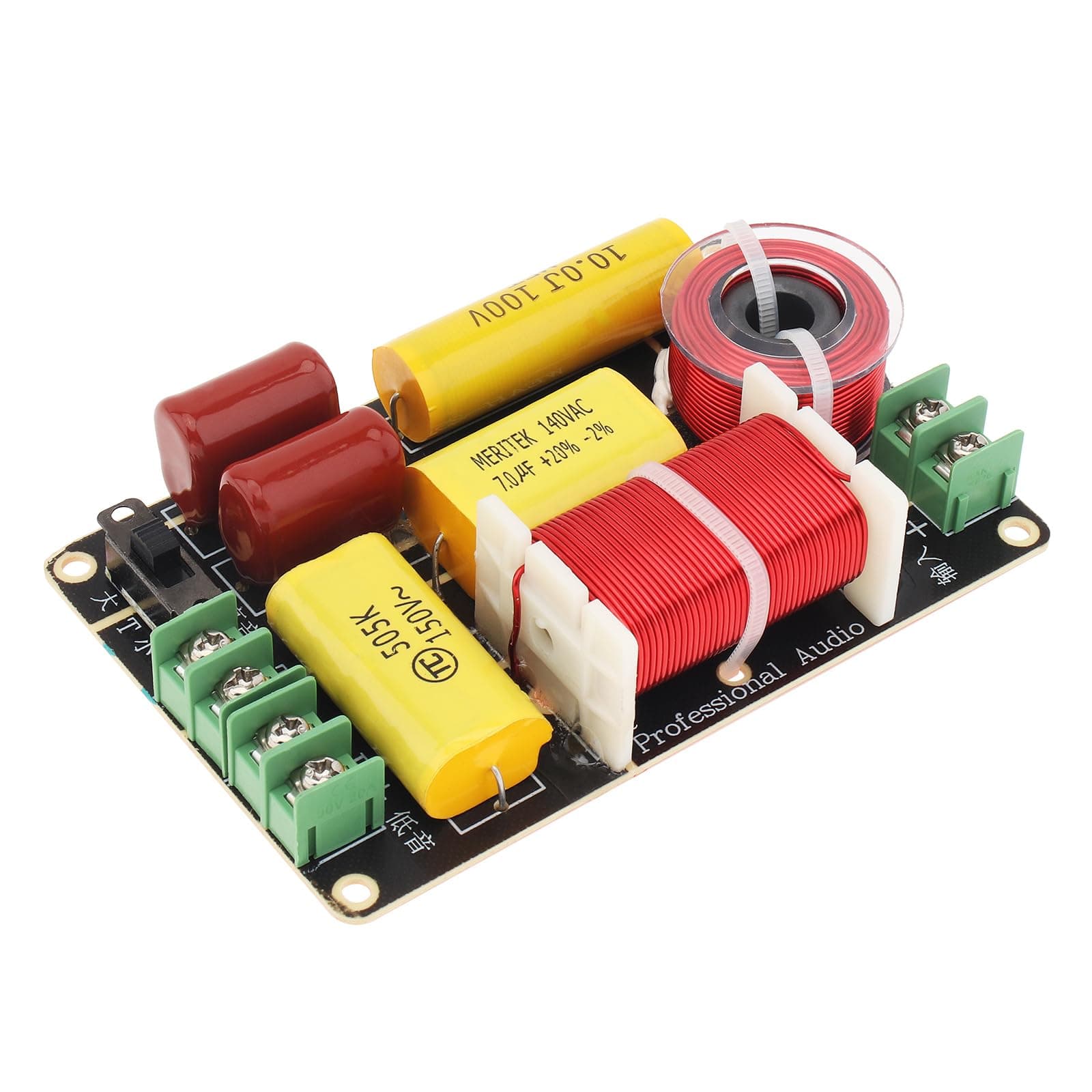 2 Way Crossover for Speaker, 250W 4-12 Ohm 2 Way High-Low Frequency Divider for Speaker, HiFi Speaker Crossover