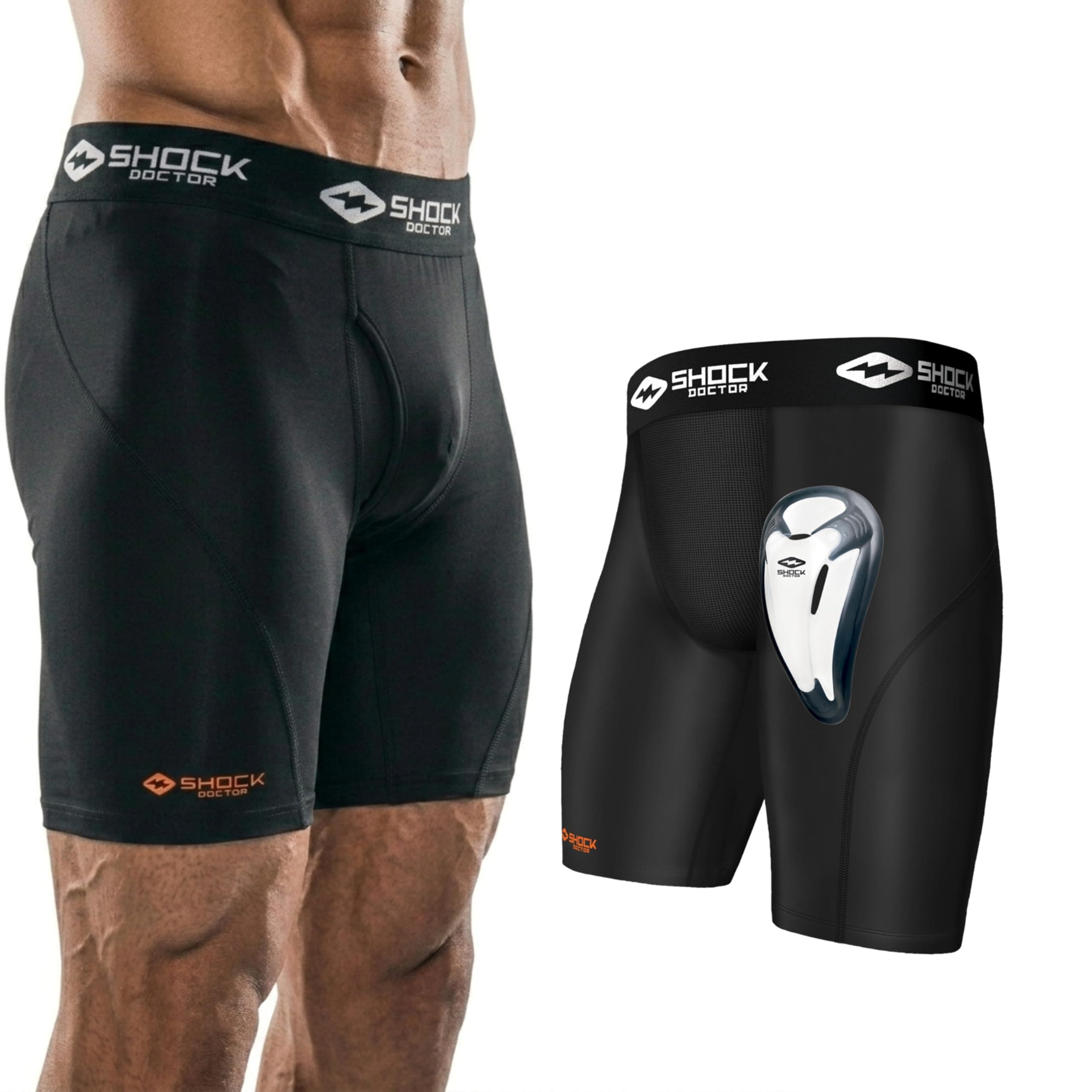 Compression Shorts with Protective Bio-Flex Cup, Moisture Wicking Vented Protection - Adult