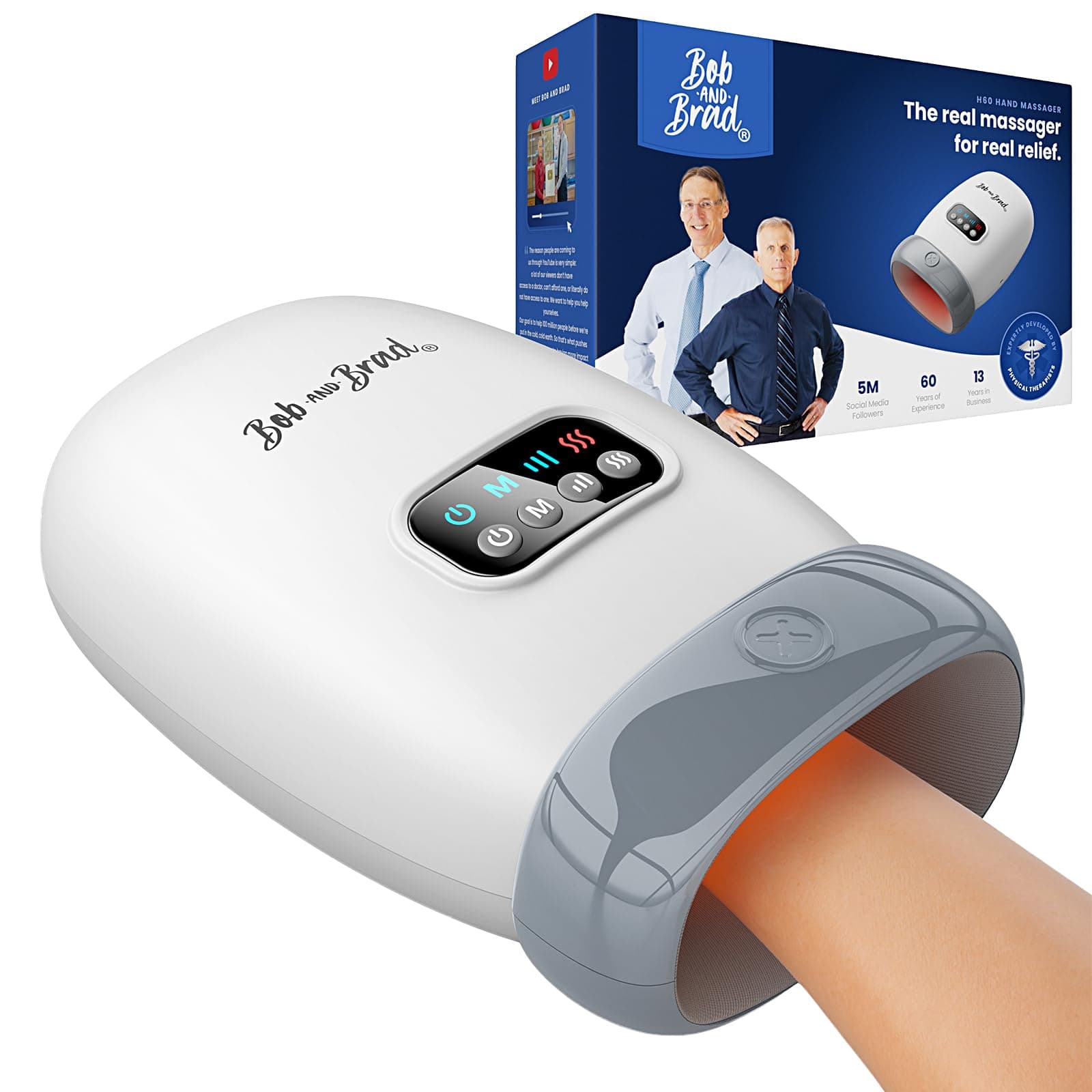 BOB AND BRAD Hand Massager with Heat and Compression, FSA-HSA Eligible, H60 Cordless Hand Massager for Arthritis and Carpal Tunnel, Pain Relief Heated Wrist Finger Massage