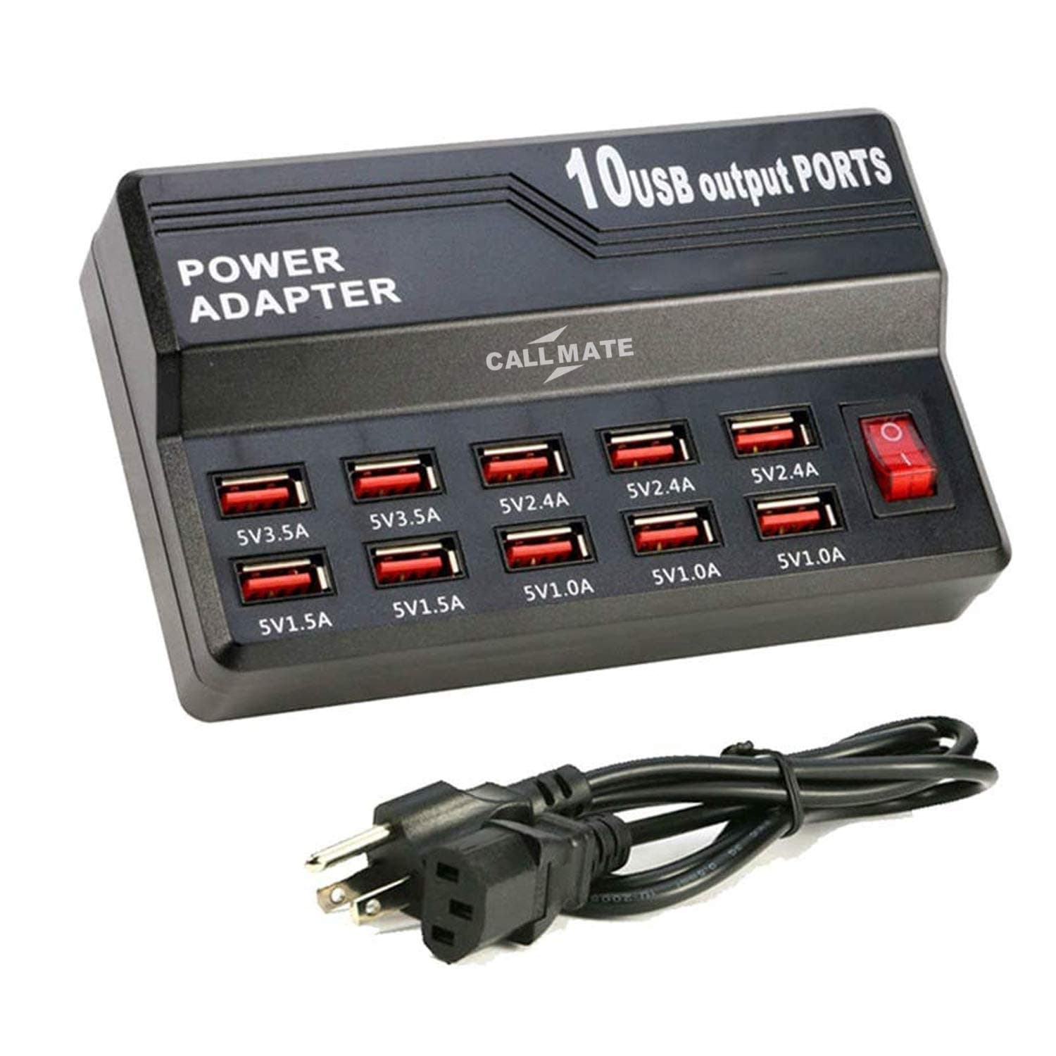 GIZMOBITZ 3.5A USB Fast Charging Power Adapter with 10 USB Output Ports | 10 USB Ports Charging Hub Station | Quick Charging Socket Station