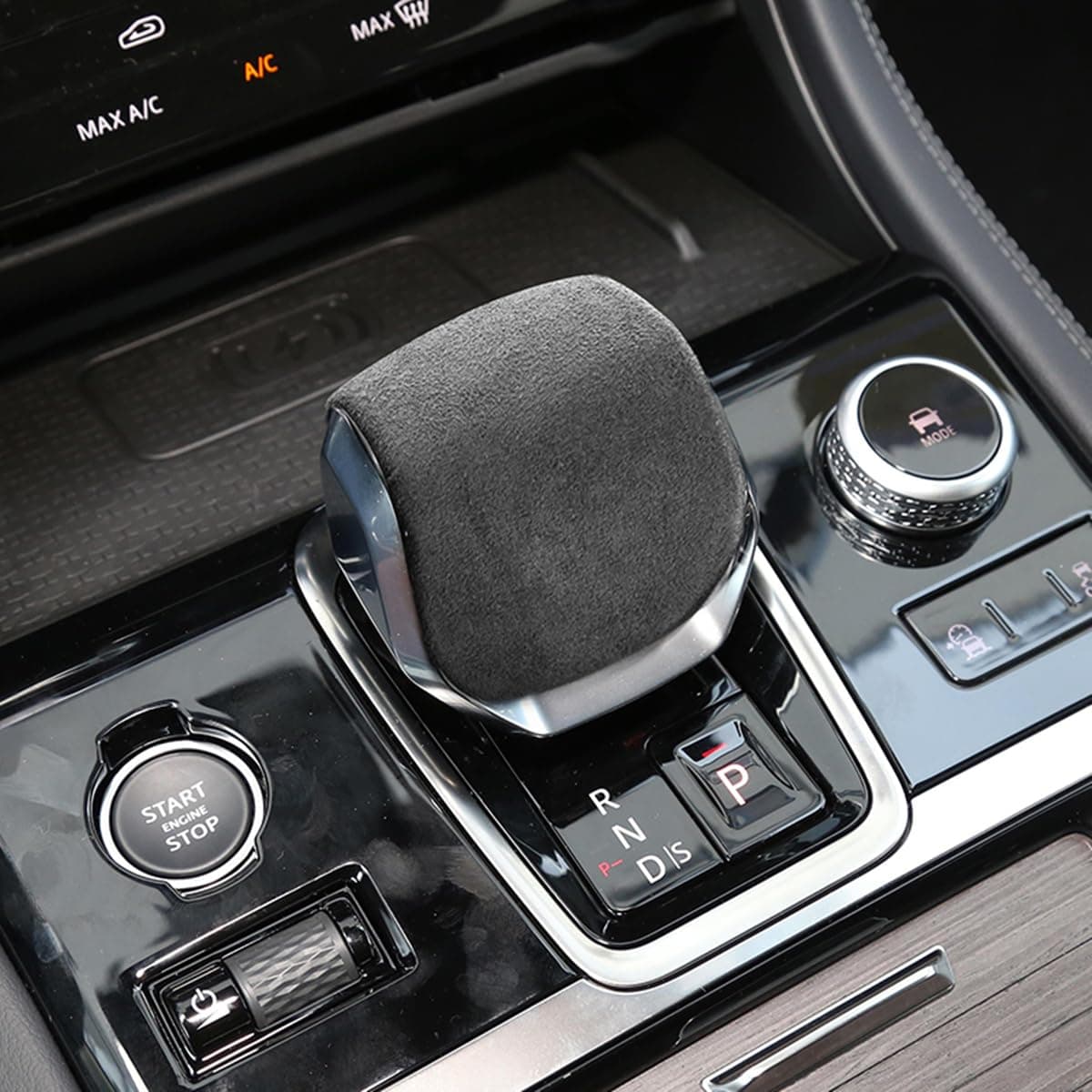 Suede Gear Shift Shifter Knob Cover Cap Trims for Range Rover Velar Sport 2022-2025 Land Rover Discovery 2021-2025 (Black Suede)