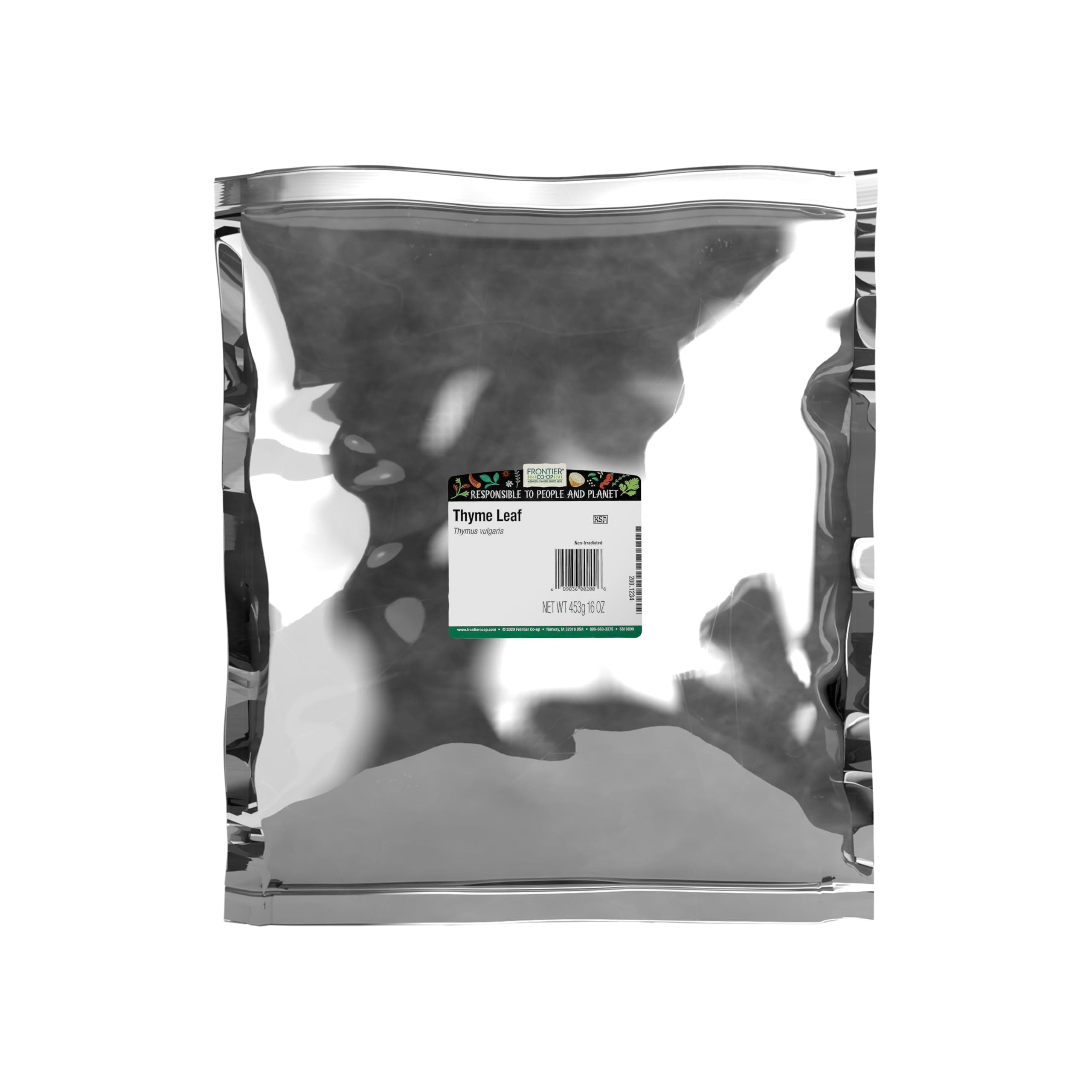 Frontier Co-op Thyme Leaf, Fancy-Grade, Whole, 16 Oz, Bulk Bag- Warm and Pungent Herb for Restaurant Supply