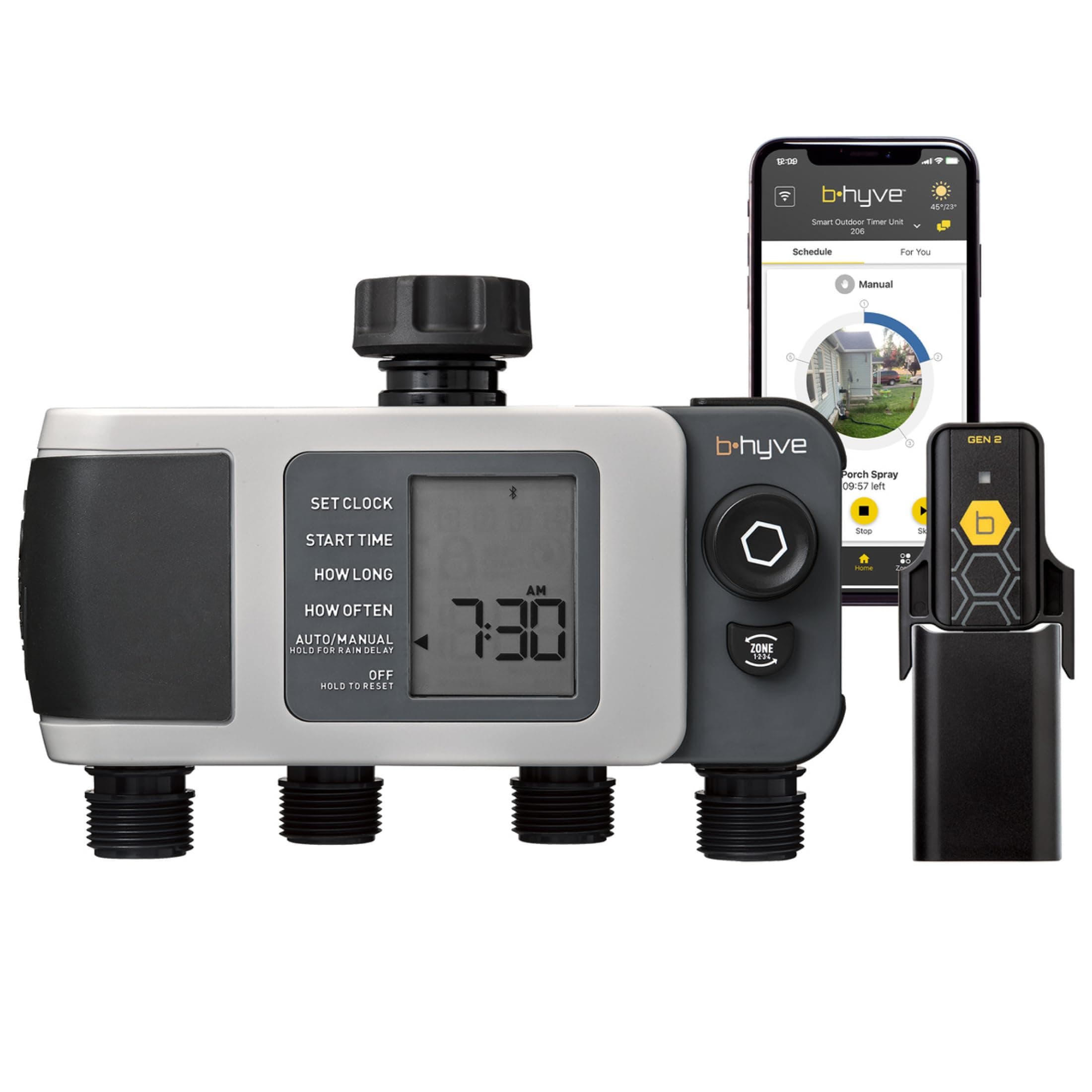 24639 B-hyve XD 4-Port Smart Hose Watering Timer with Wi-Fi Hub
