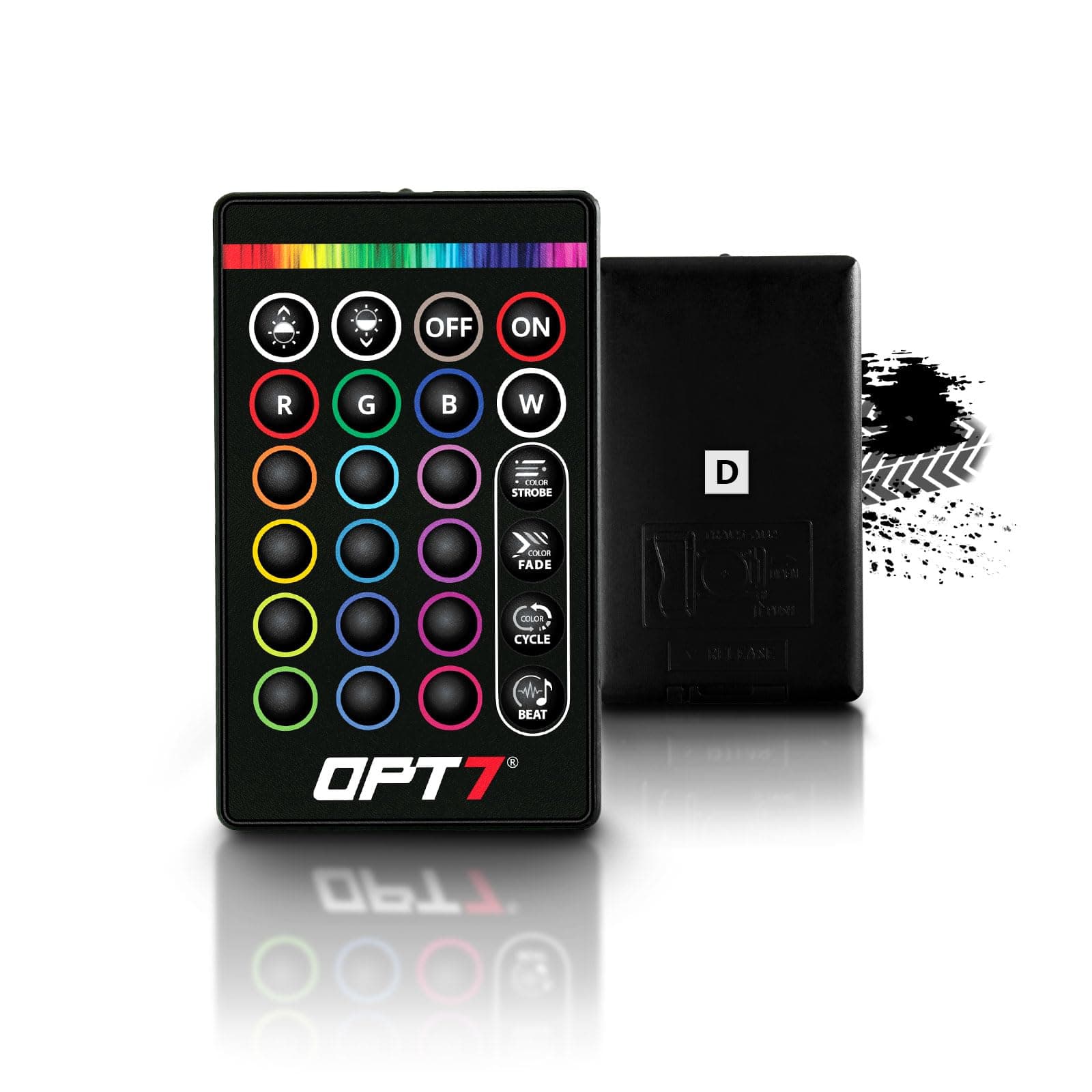 OPT7 Aura Original 24 Key Remote D, Compatible with Aura Rigid Aluminum Underglow Kit for Car, Truck, RV