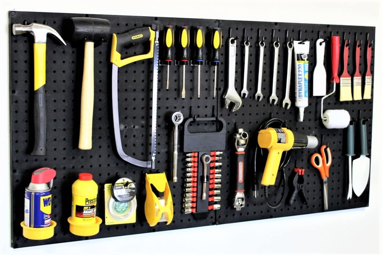 WallPeg Pegboard Wall Organizer Kit - (PK-5B) - 48" Wide - 2 Pegboard Panels & 36 Locking PegBoard Hooks - Garage Organization & Tool Organizer - Workbench Power Tool Organizer- Craft Organization