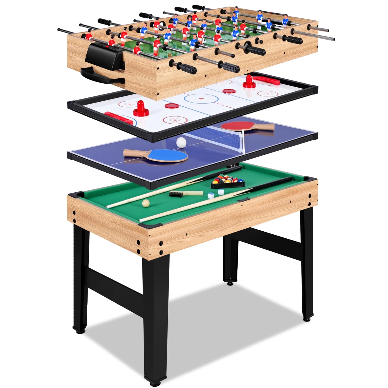 12-in-1 Game Table - 48" Combo Game Table, Ping Pong Table, Foosball Table, Air Hockey Table, Pool Table - Sports Arcade Games with Accessories - Ideal for Game Rooms and Family Game Nights!