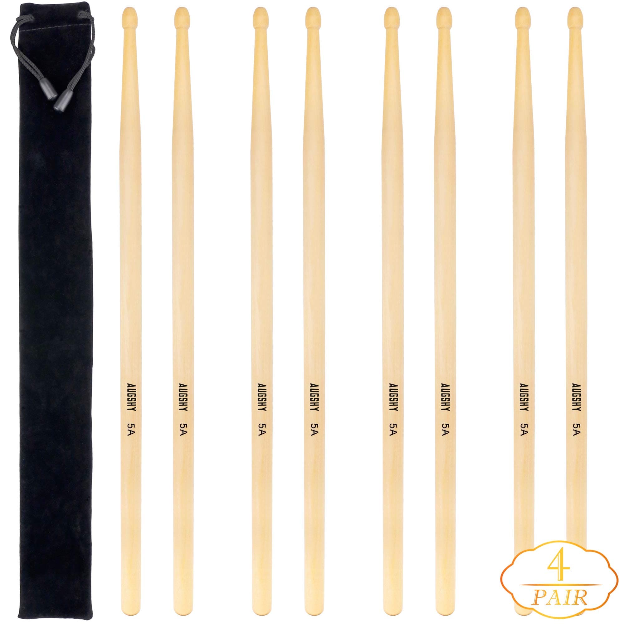 4 Pairs 5A Drum Sticks,Wood Tip Drumsticks(Maple)