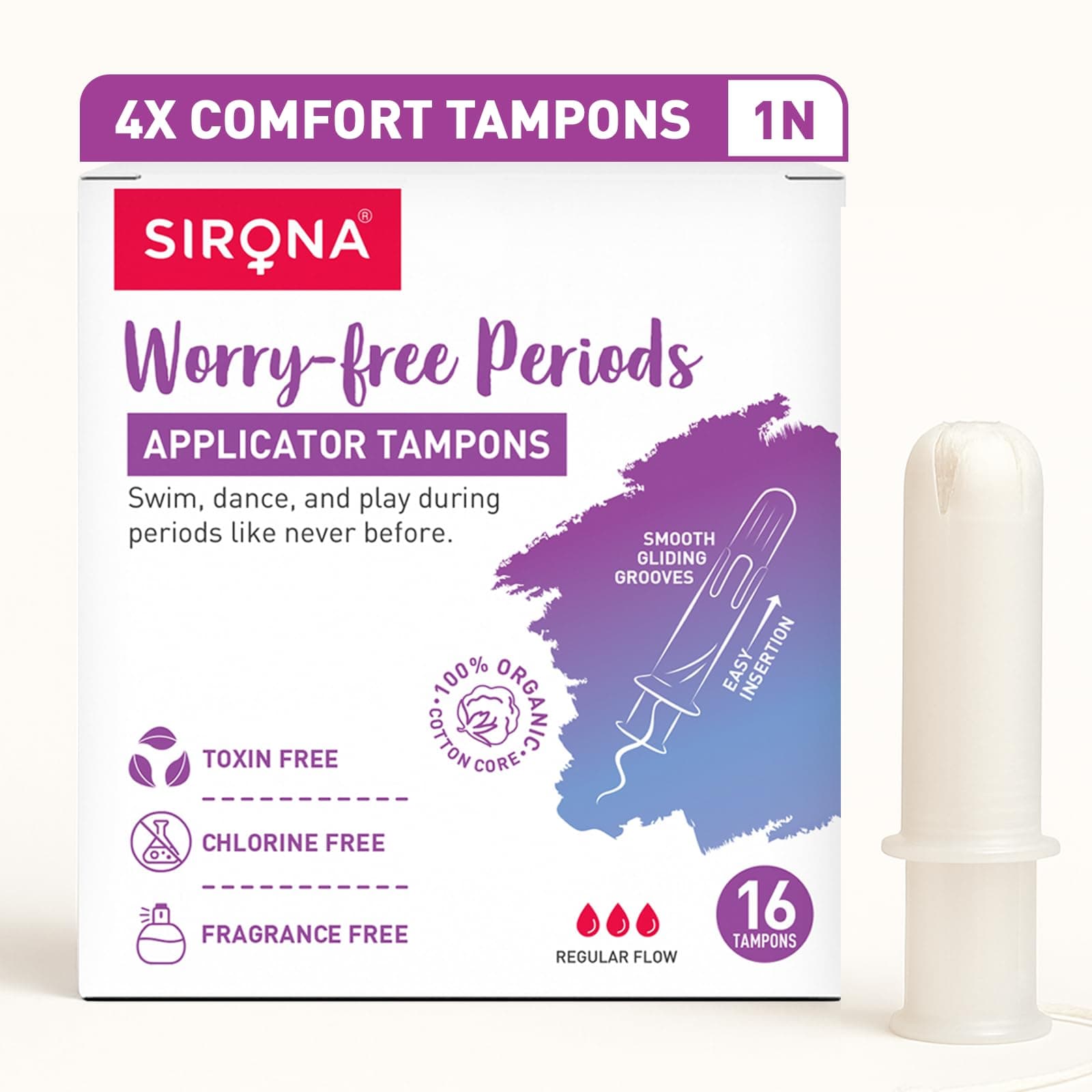 Sirona Applicator Tampon (16 Tampons For Heavy Flow)