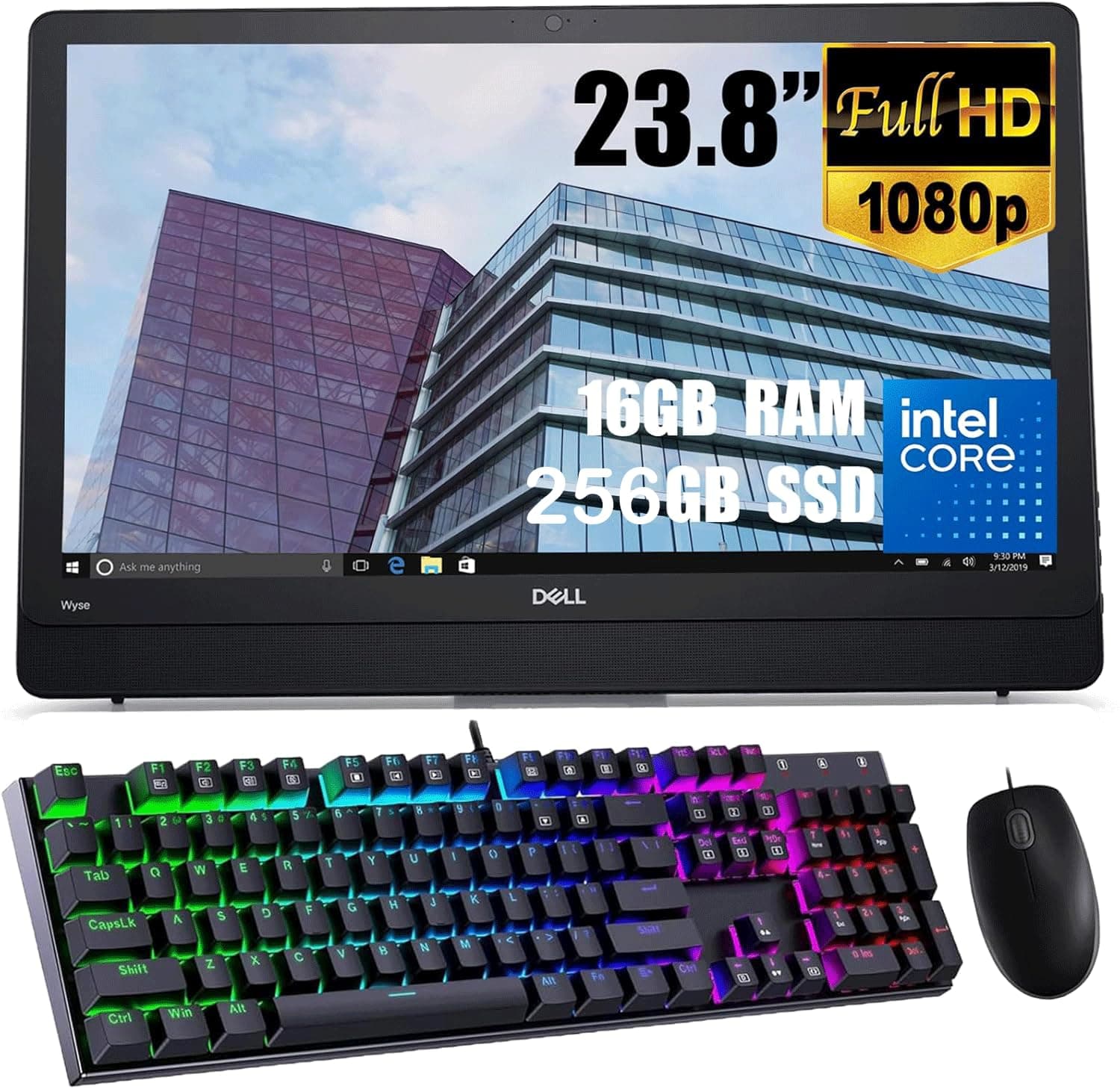 Dell Wyse 5470 AIO Computer All in One Desktop PC 23.8" 1080P FHD Display, Intel Celeron J4105 Processor, 16 GB RAM, 256 GB SSD, WiFi, HDMI, Wired Keyboard & Mouse, Windows10 / ThinOS (Renewed)