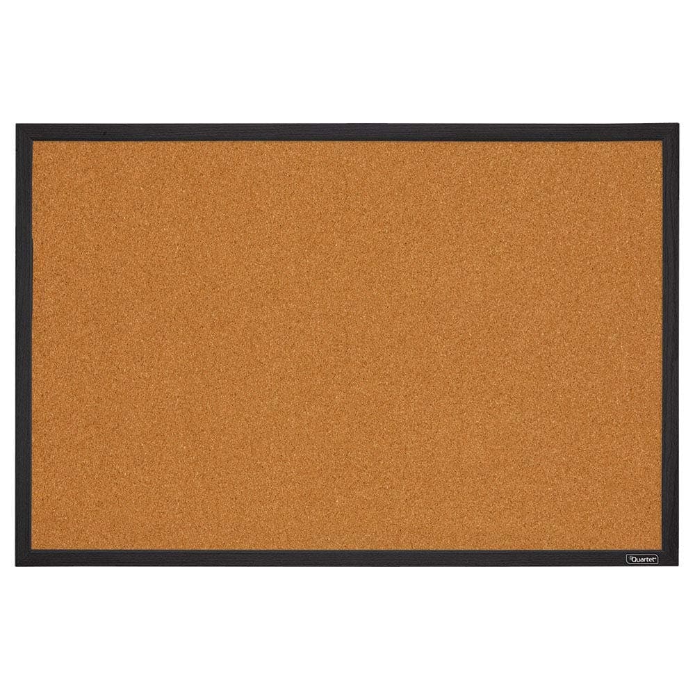 Quartet Cork Bulletin Board, Framed Corkboard, 2' x 3', Black Frame, Message Board, Vision Board (MWDB2436-BK)
