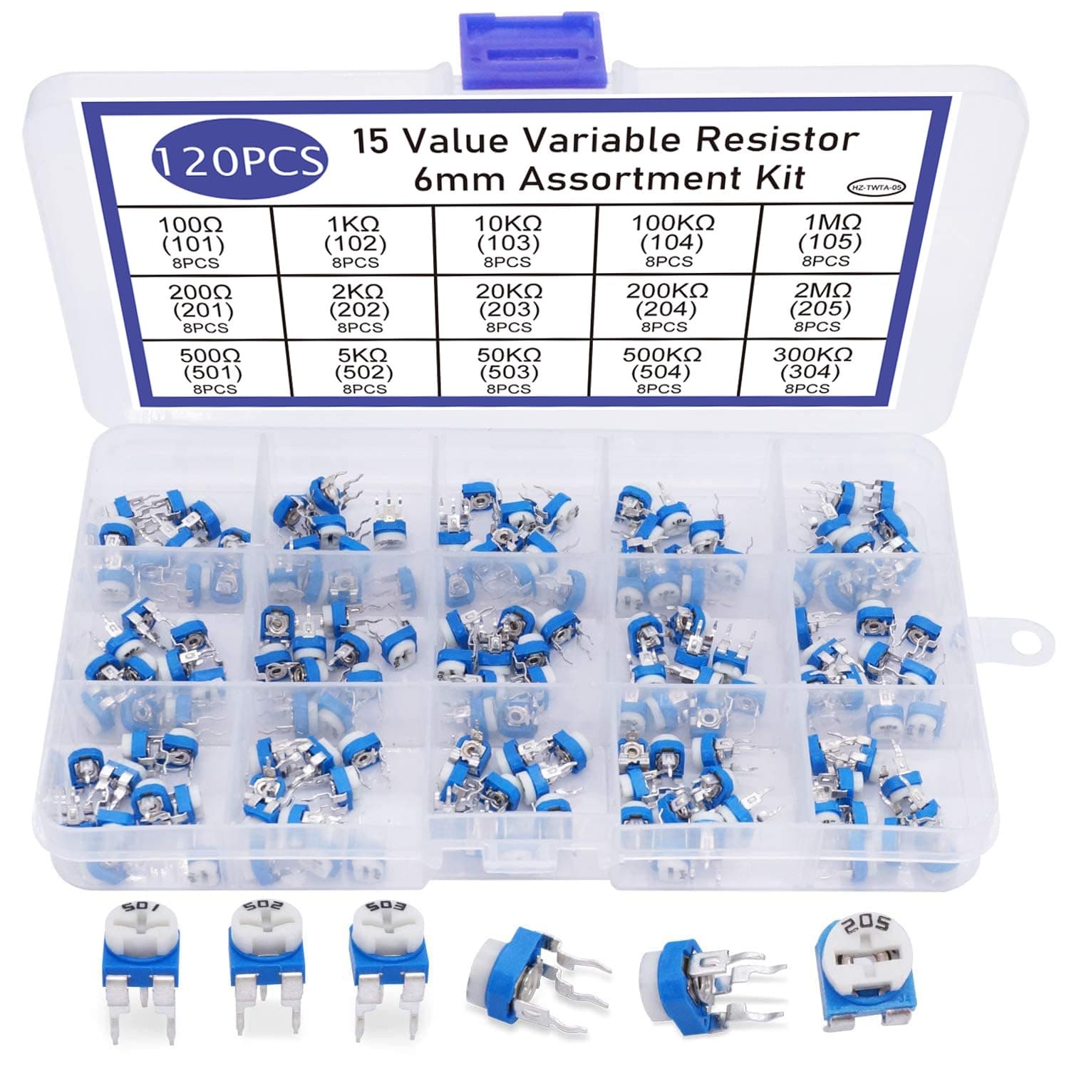 150Pcs 6mm Variable Resistor Potentiometer Assortment Kit