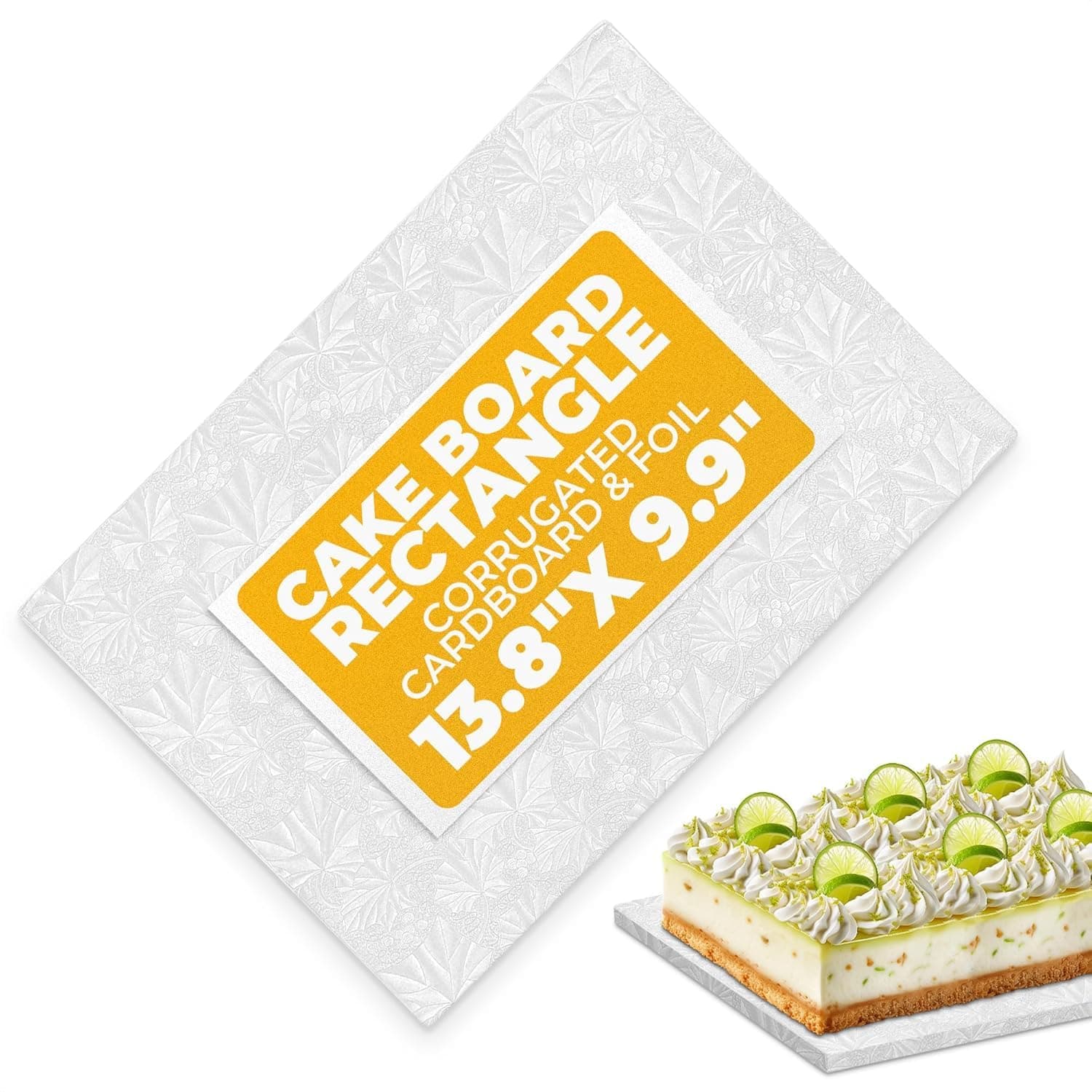 Rectangle Cake Drum 13.8"x9.9"x1/2" – White Quarter Sheet Cake Board | Elegant Sturdy Base, Durable & Grease-Resistant | Suitable for Weddings, Birthdays, Professional Pastries & Easter Desserts