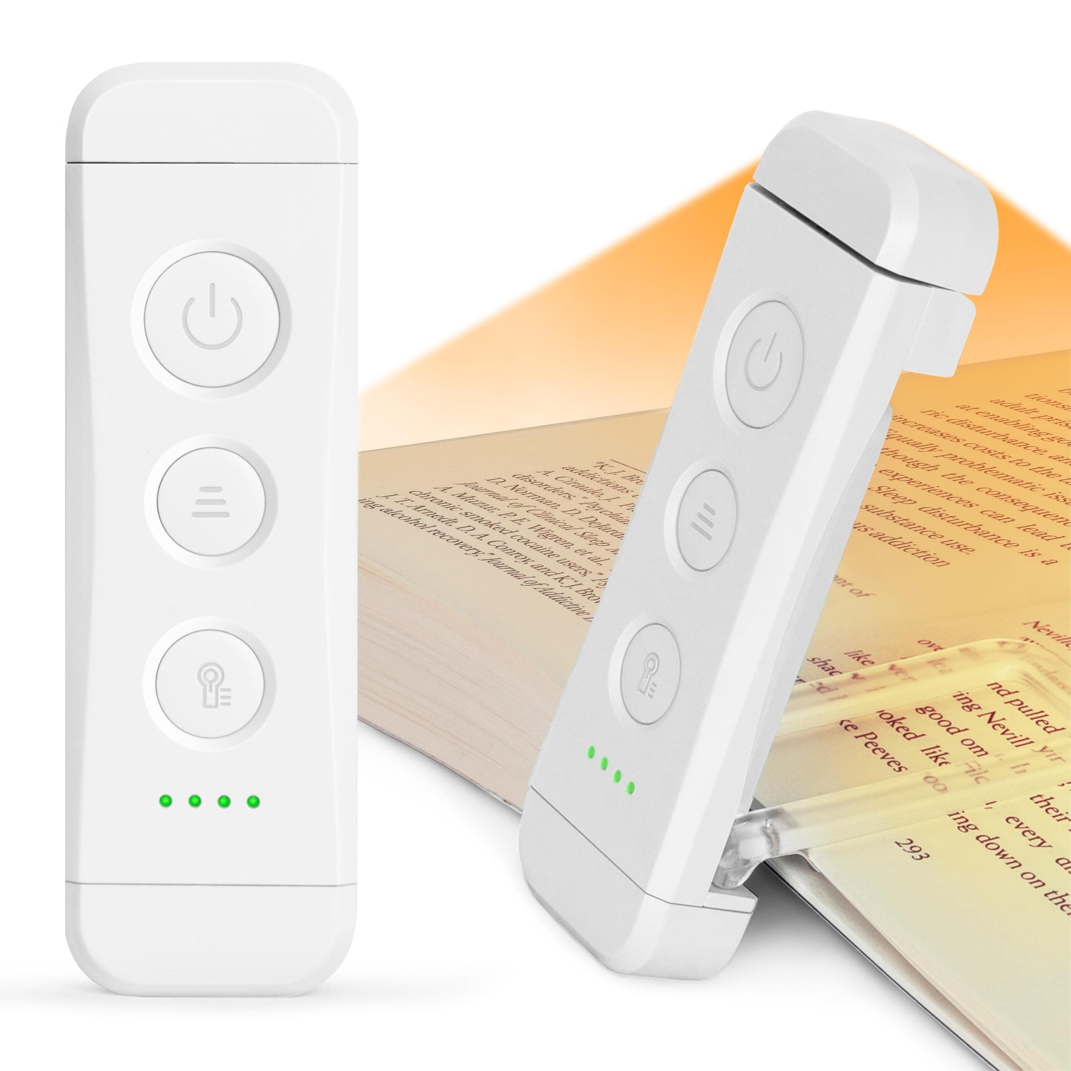 Glocusent USB Rechargeable Book Light for Reading in Bed, Portable Clip-on LED Reading Light, 3 Amber Colors & 5 Brightness Dimmable, Compact & Long Lasting, Perfect for Book Lovers, Kids(White)