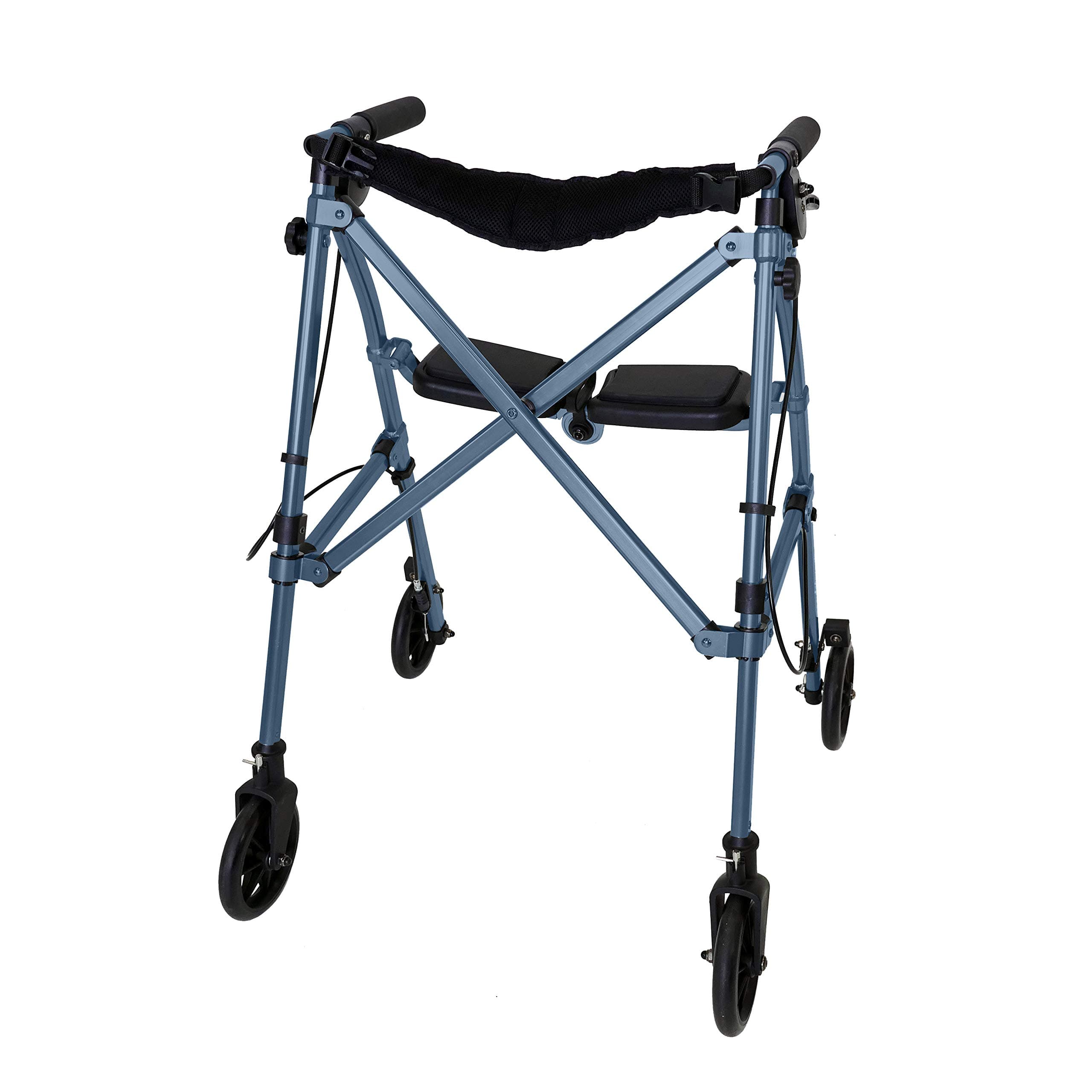 Wonder Rollator, Lightweight Folding Space Saver Mobility Rolling Walker for Seniors and Adults, 6-inch Wheels, Locking Brakes, and Padded Seat with Backrest, Cobalt Blue