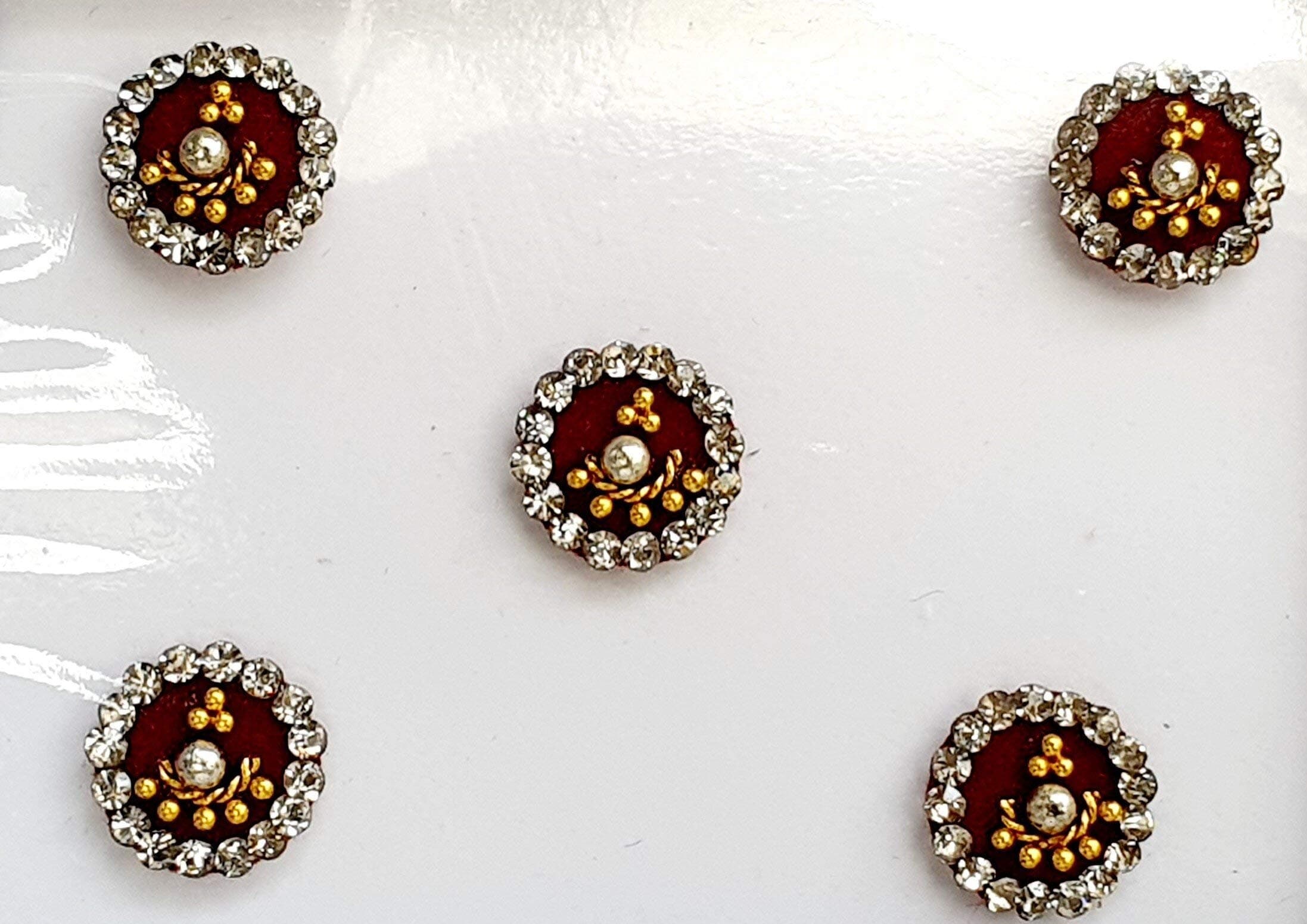 DRM024 Round Maroon Crystal Fancy Bindis Forehead Gem Stickers Pack Indian Body Art Tattoo Indian Wedding