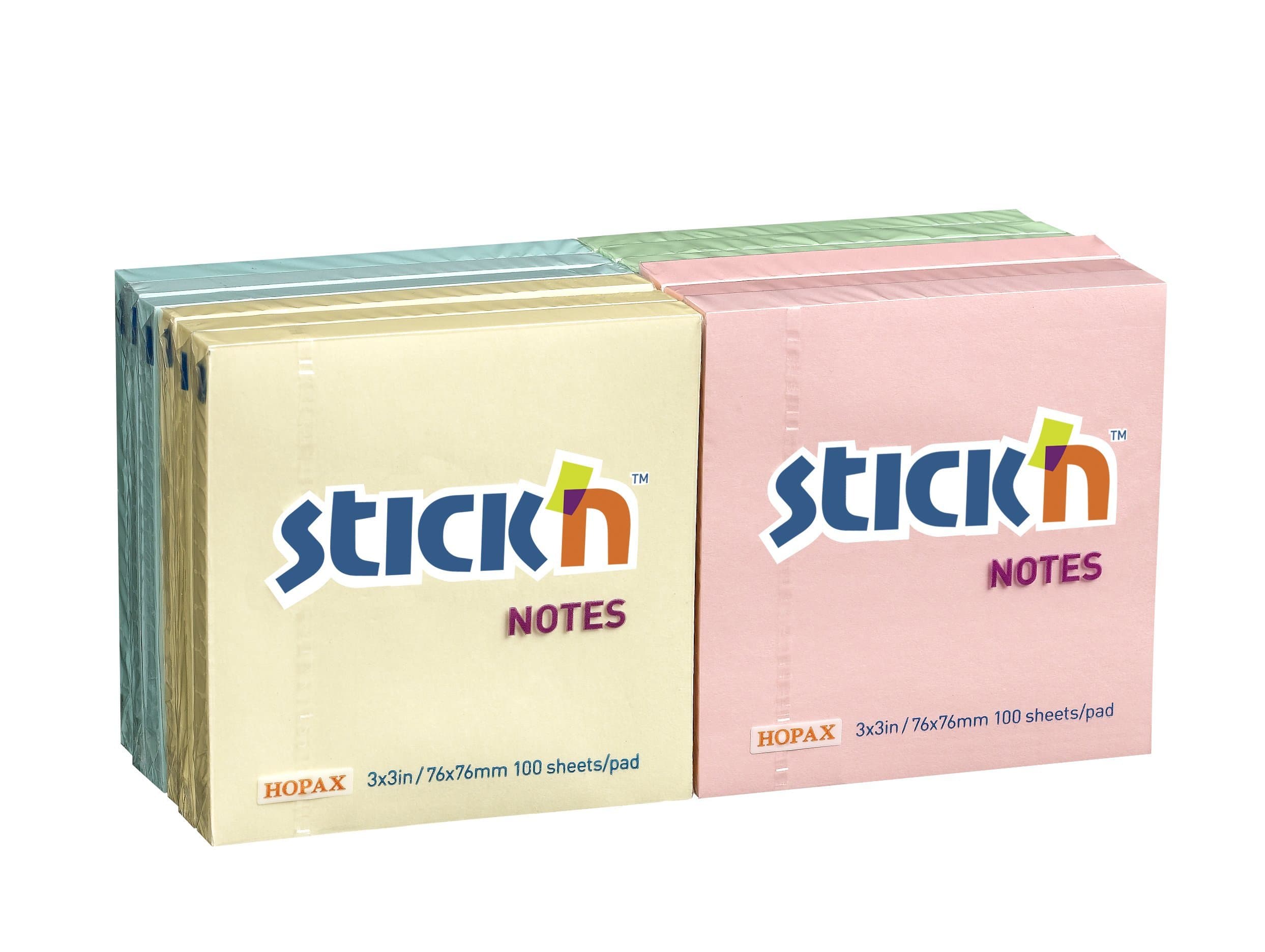 Stick N 21328 76x76mm Pastel Sticky Note - Assorted Colour (Pack of 12)