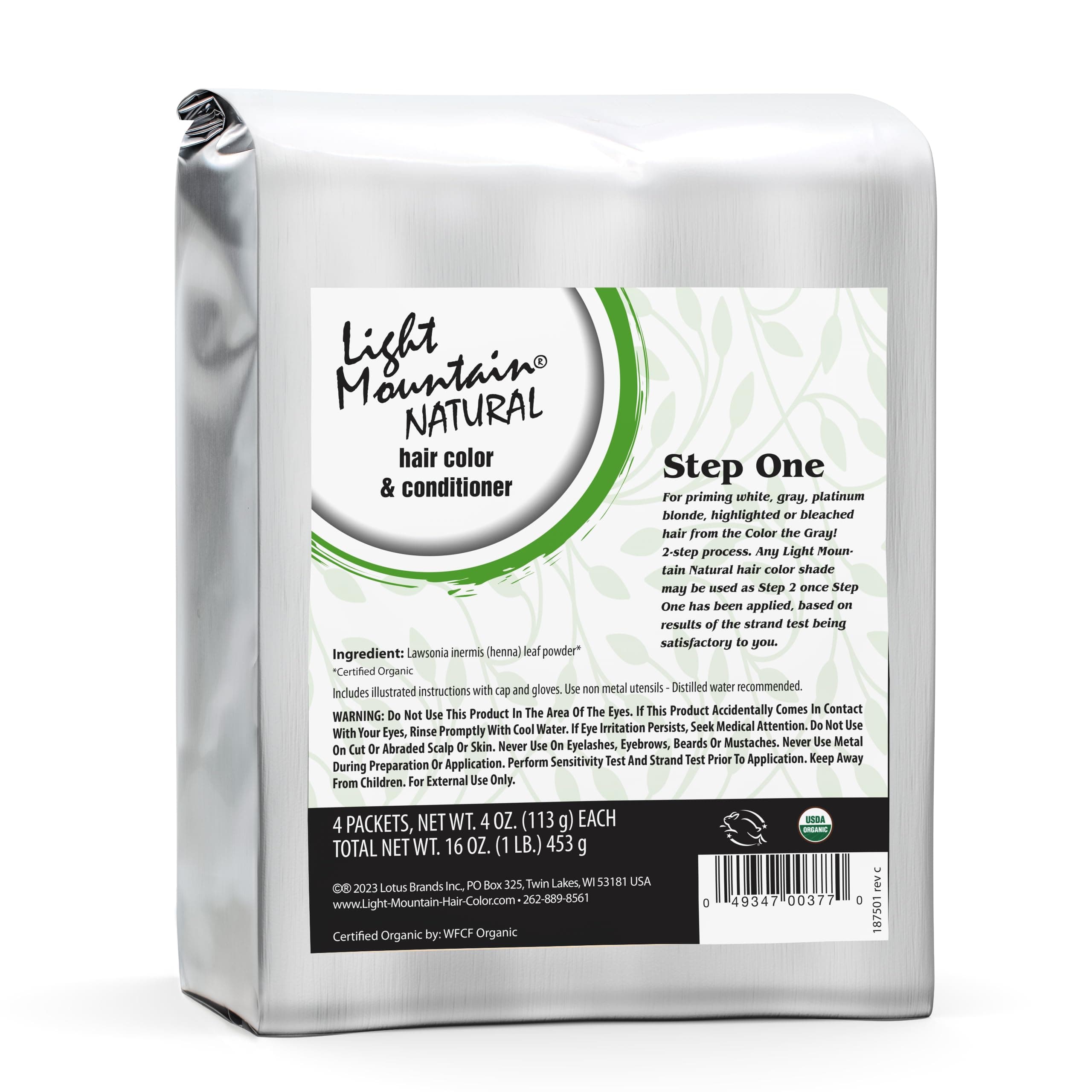 Light Mountain Natural Color the Gray Step 1 - Bulk 1 Pound Powder for Covering White, Gray, or Platinum Blond Hair, 16 Oz