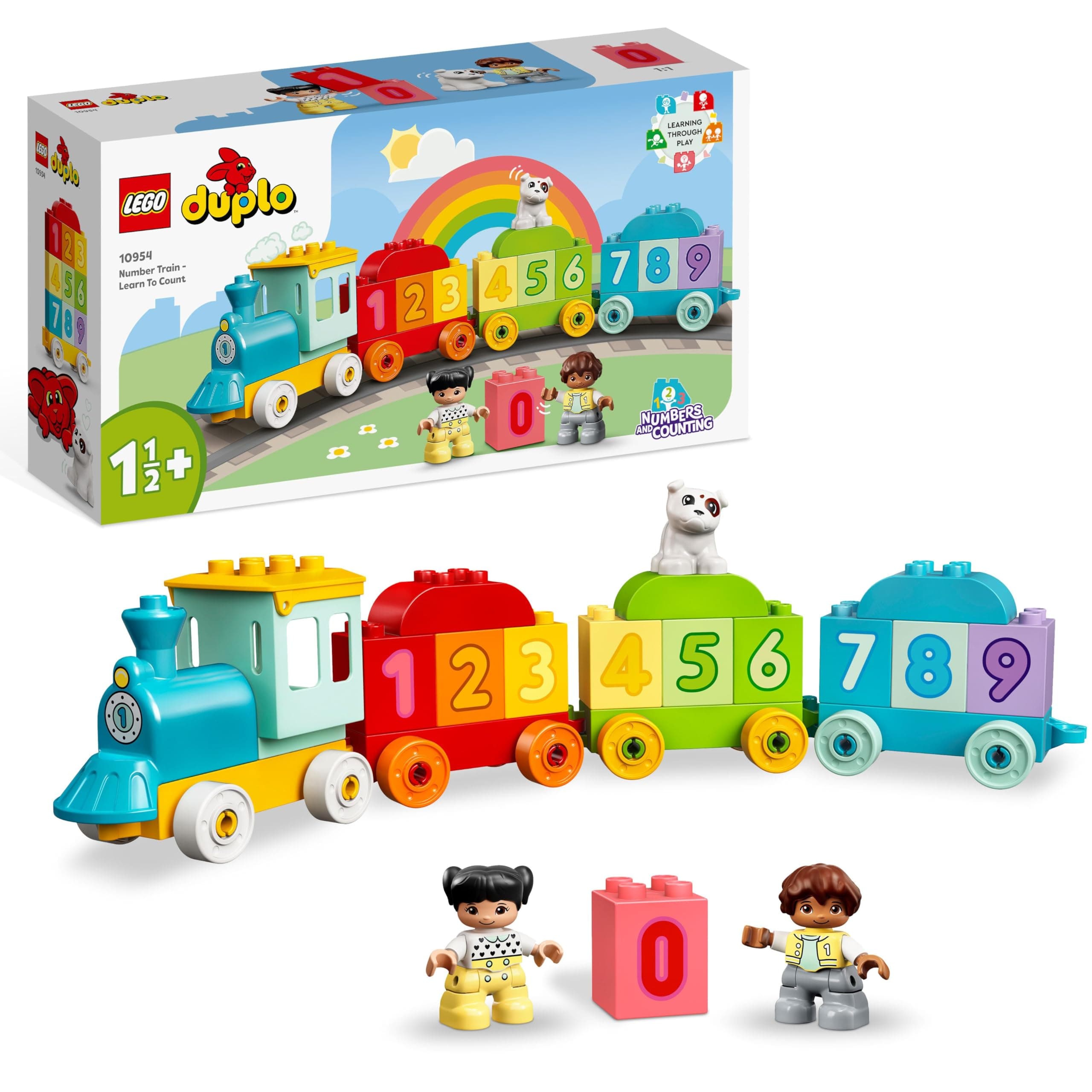 DUPLO Number Train - Learn To Count - Educational Learning Toy for Toddlers - incl. Colourful Number Bricks and 2 Figures - Gift for 1+ Year Old Boys & Girls - 10954