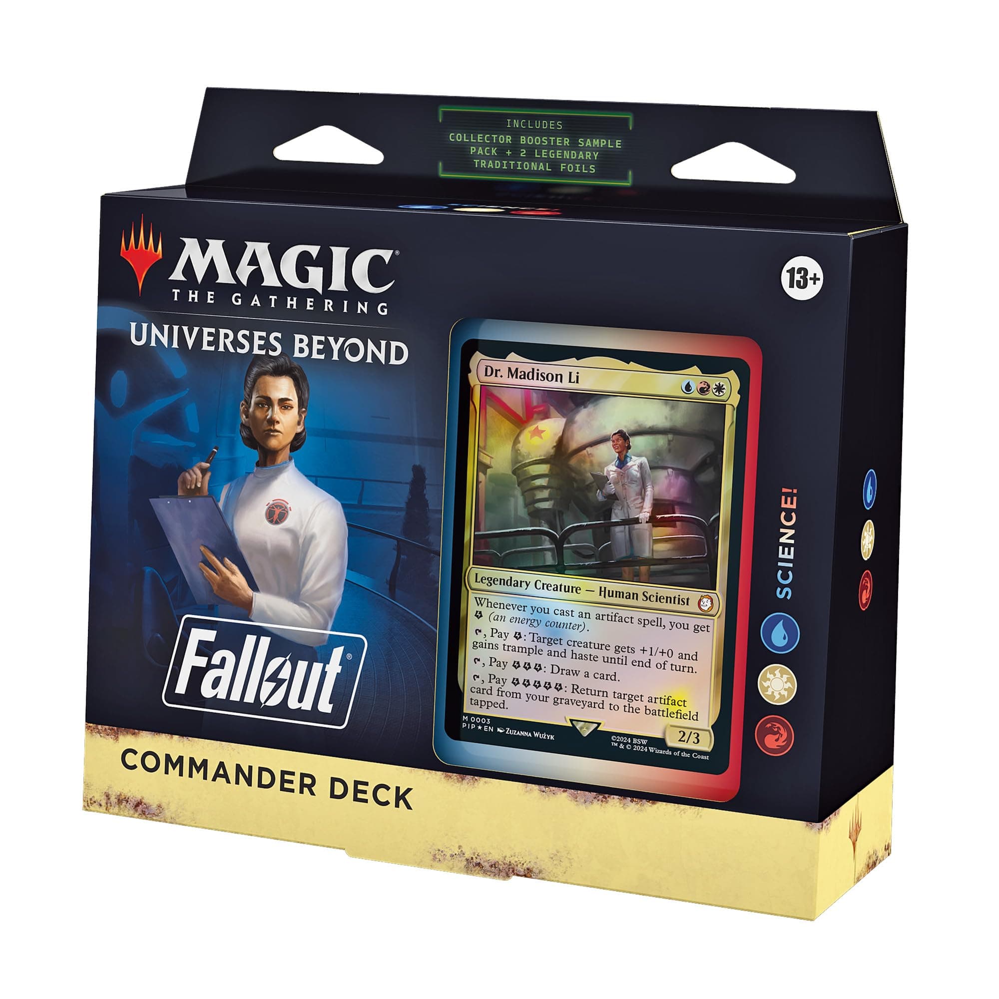 Fallout Commander Deck - Science! (100-Card Deck, 2-Card Collector Booster Sample Pack + Accessories)
