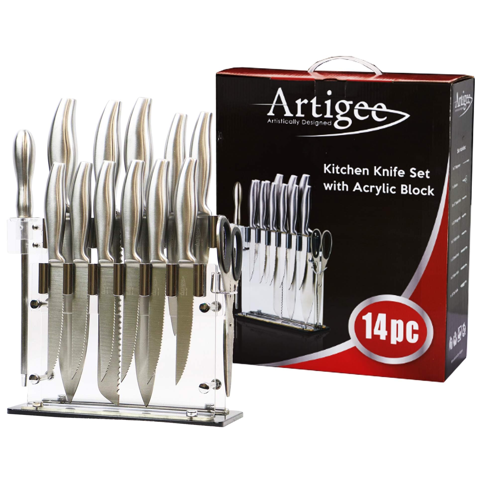 1001 - 14 pc Knife Set w/Acrylic Block
