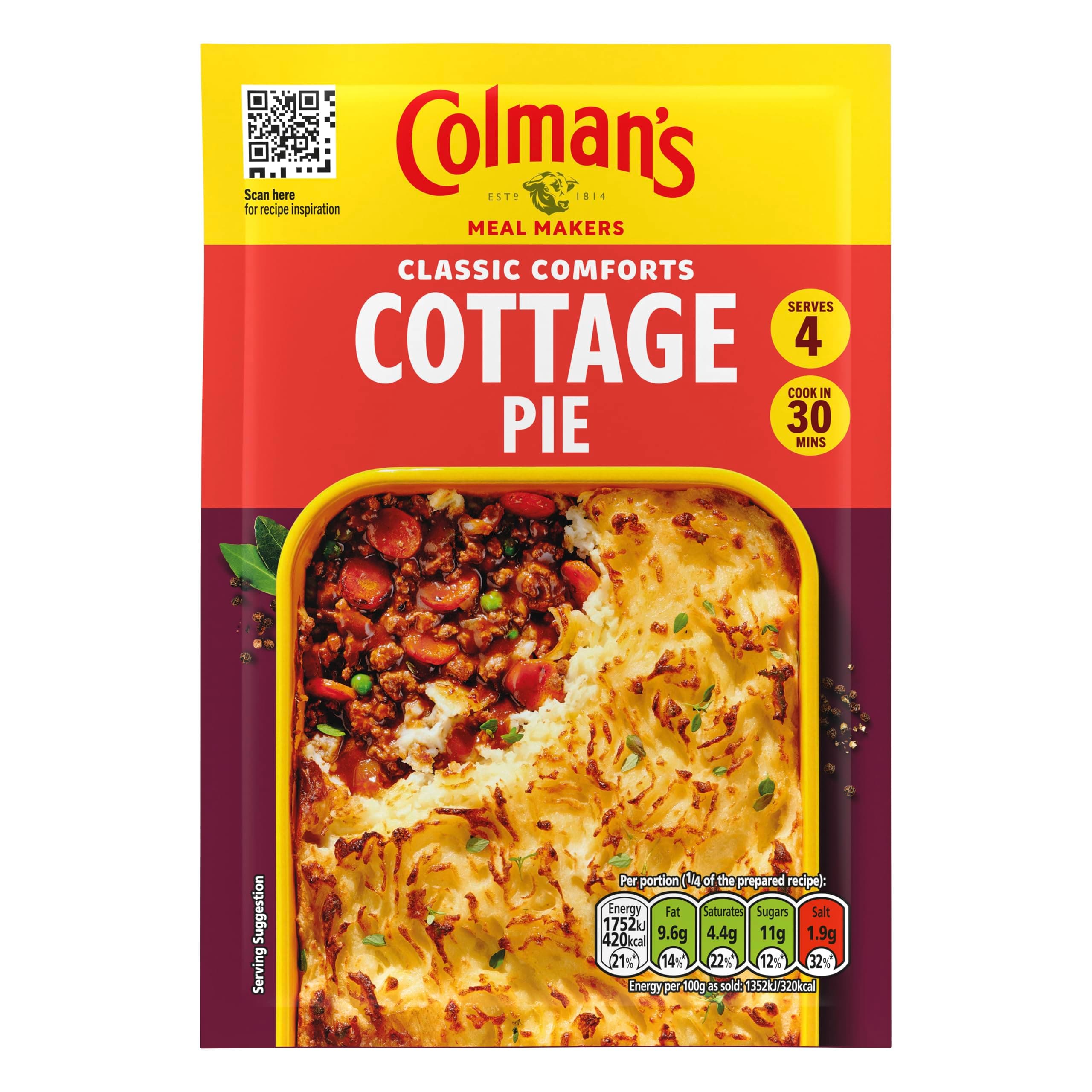 Colman's Classic Comforts Cottage Pie Meal Maker perfect with creamy mashed potato quick to prepare pie mix 45 g
