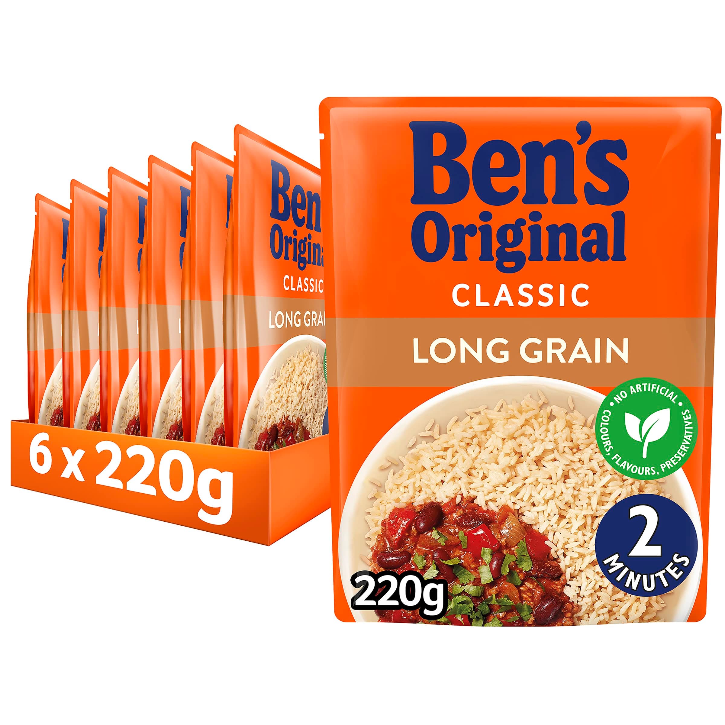 Ben's Original Long Grain Microwave Rice, Bulk Multipack 6 x 220 g pouches