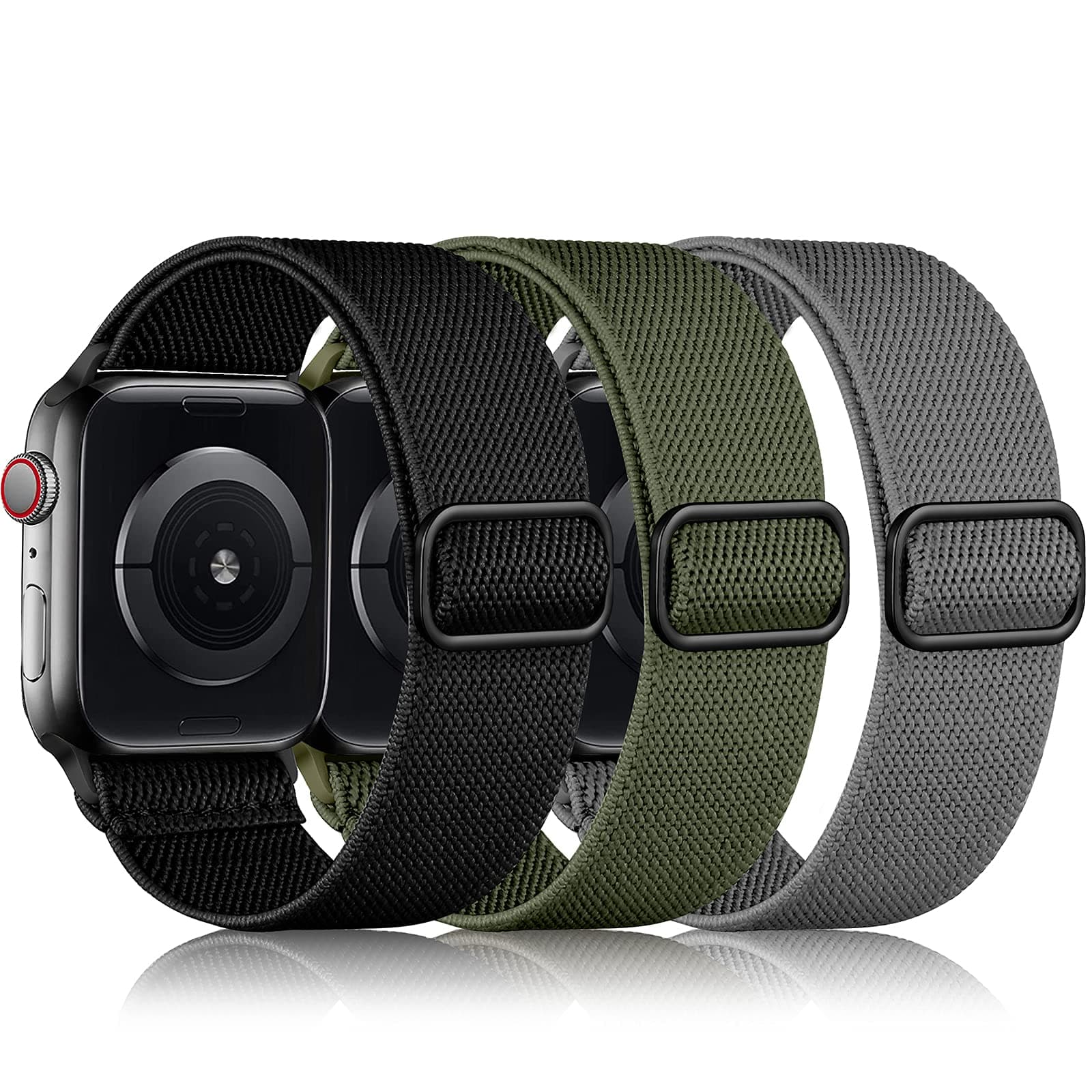 DaQin 3 Pack Stretchy Solo Loop Compatible with Apple Watch Bands for Men 49mm 46mm 45mm 44mm 42mm, Soft Nylon Braided Elastic Strap for iWatch Band Series 11 10 9 8 7 6 5 4 3 SE Ultra 3 Ultra 2 Ultra